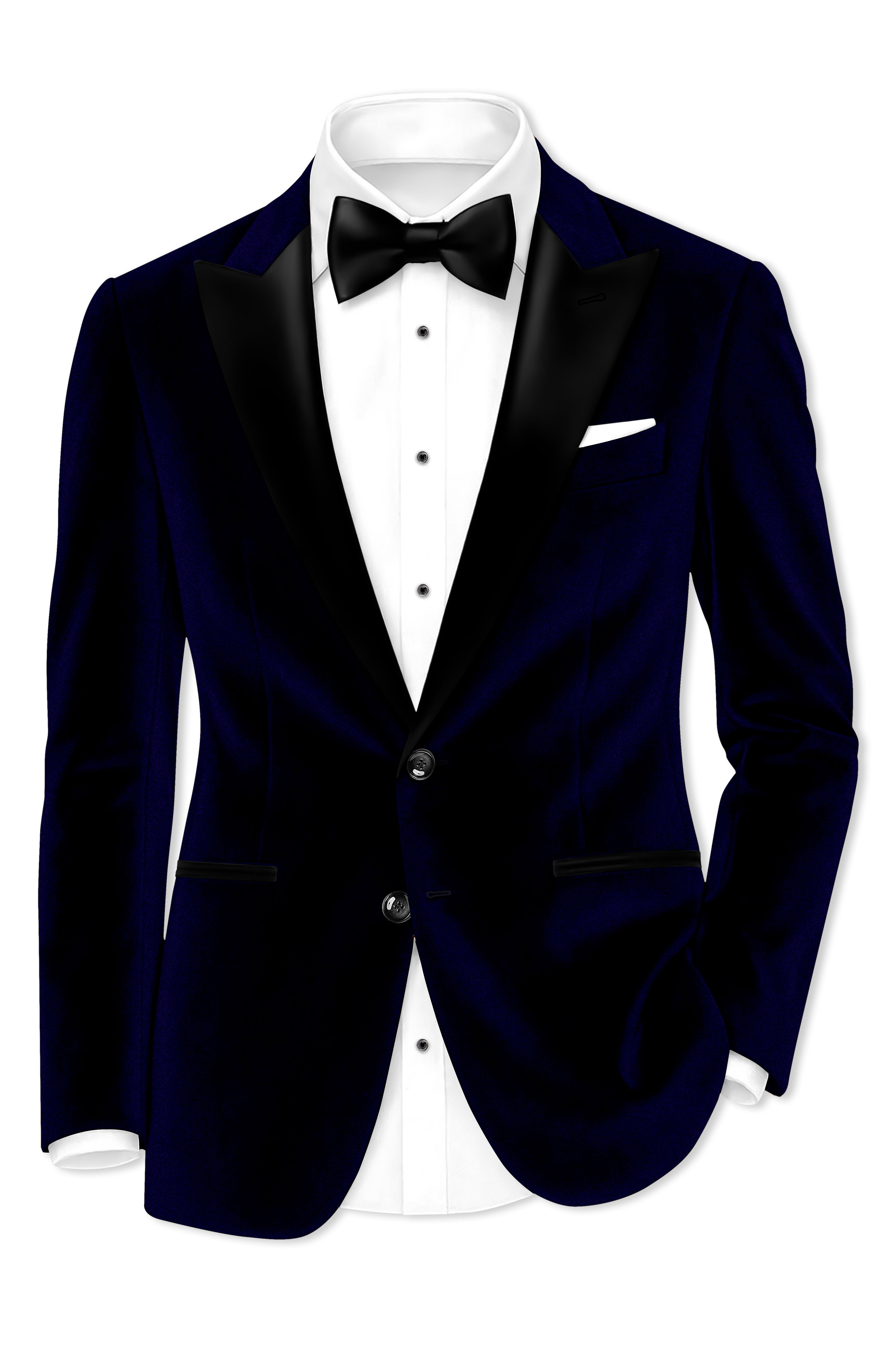 Aether-Stratos Blue Velvet Peak Lapel Tuxedo Blazer