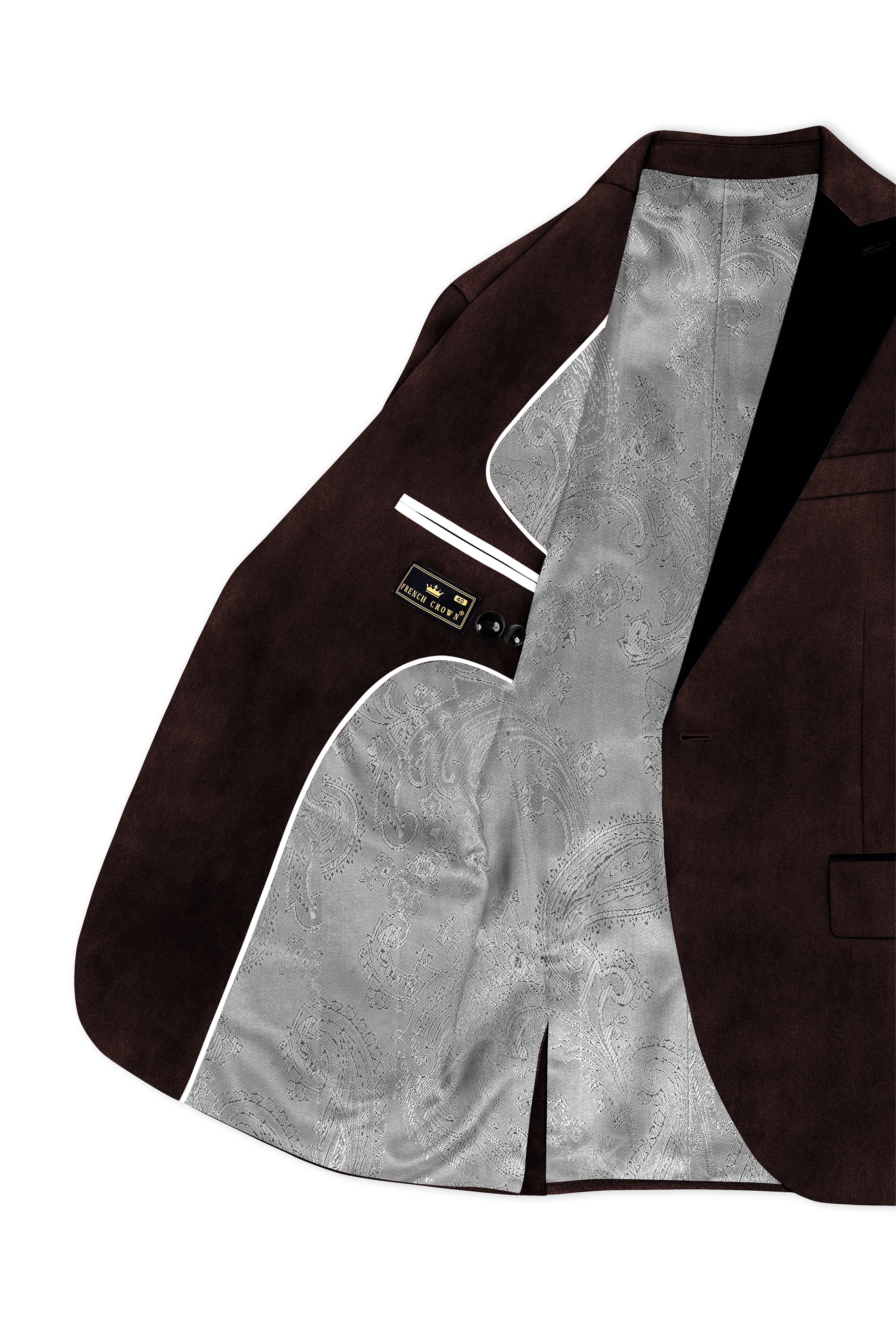 Imperial-Acadia Brown Velvet Peak Lapel Tuxedo Blazer