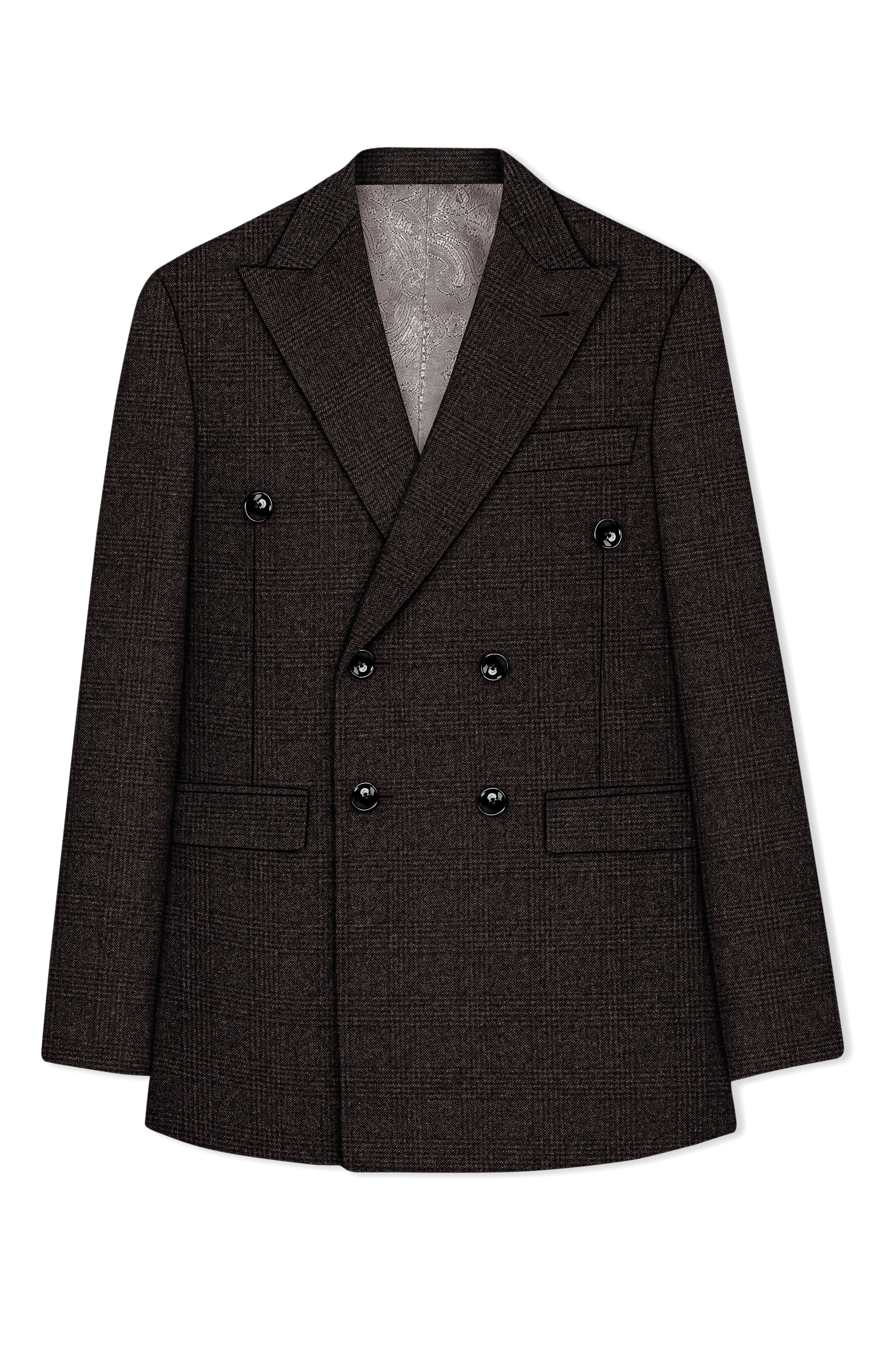 Bruno-Chicago Brown Wales Plaid Tweed Double Breasted Blazers