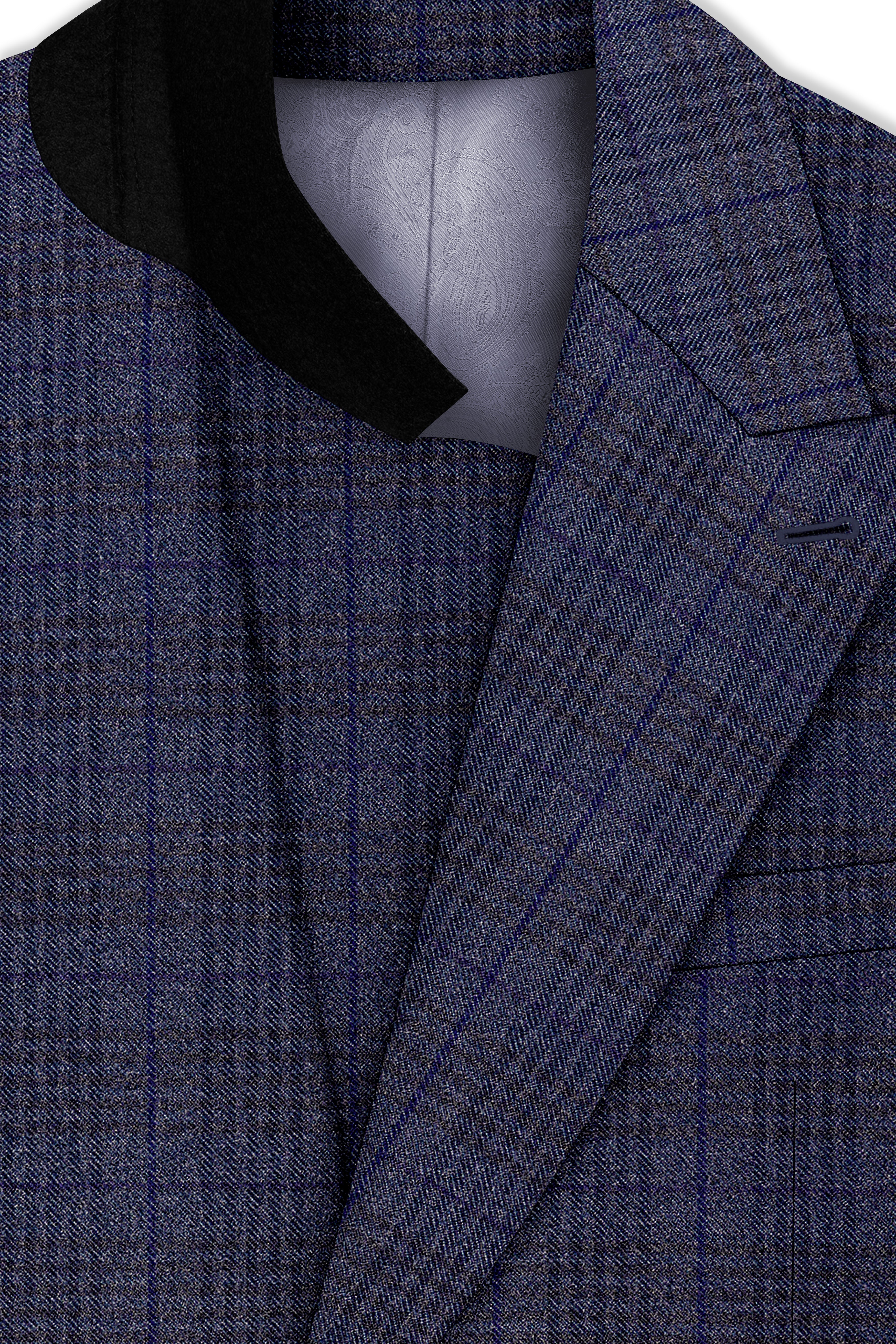 Horizon-Martinique Blue windowpane Tweed Double Breasted Blazers