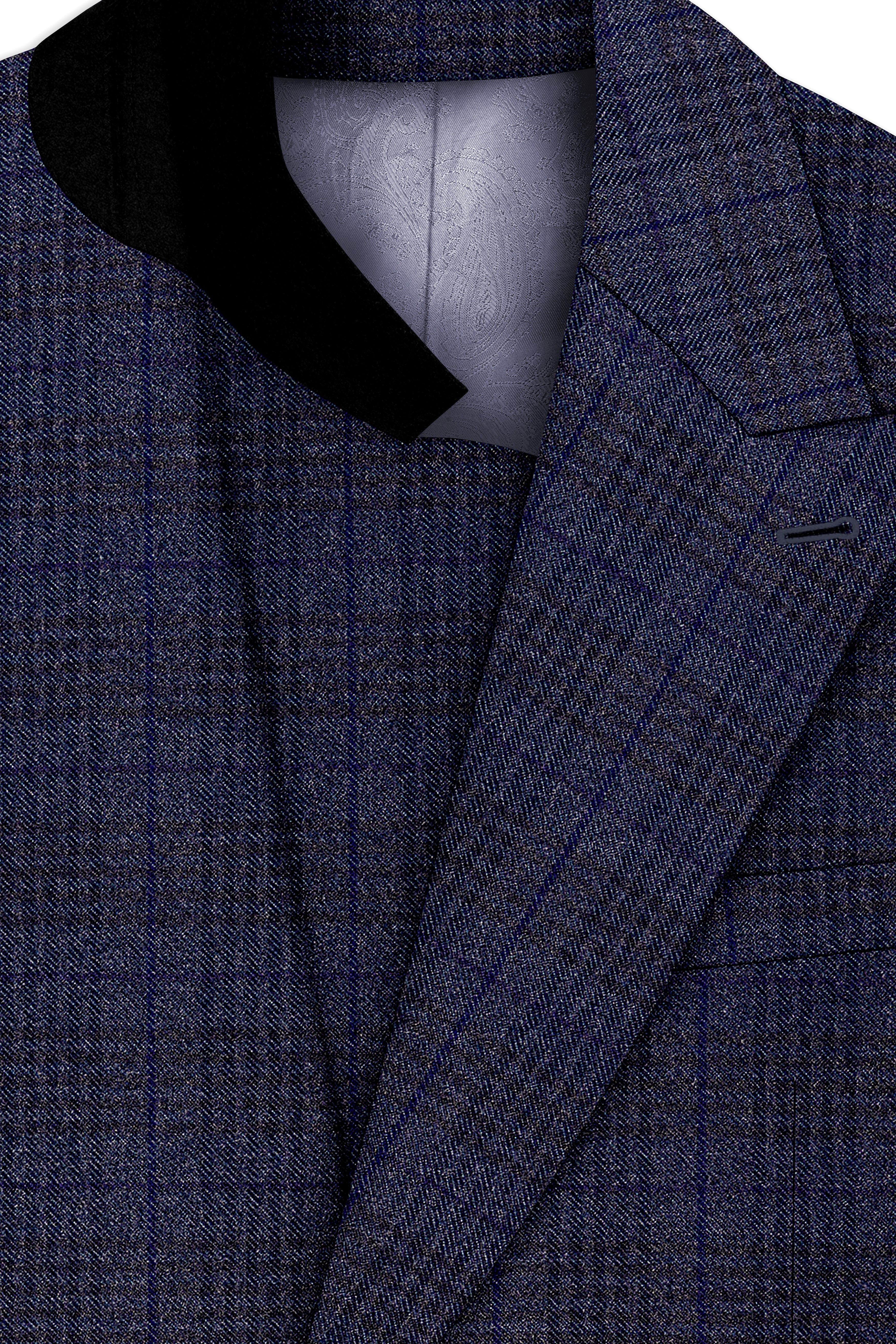 Horizon-Martinique Blue Plaid Premium Wool Rich Double Breasted