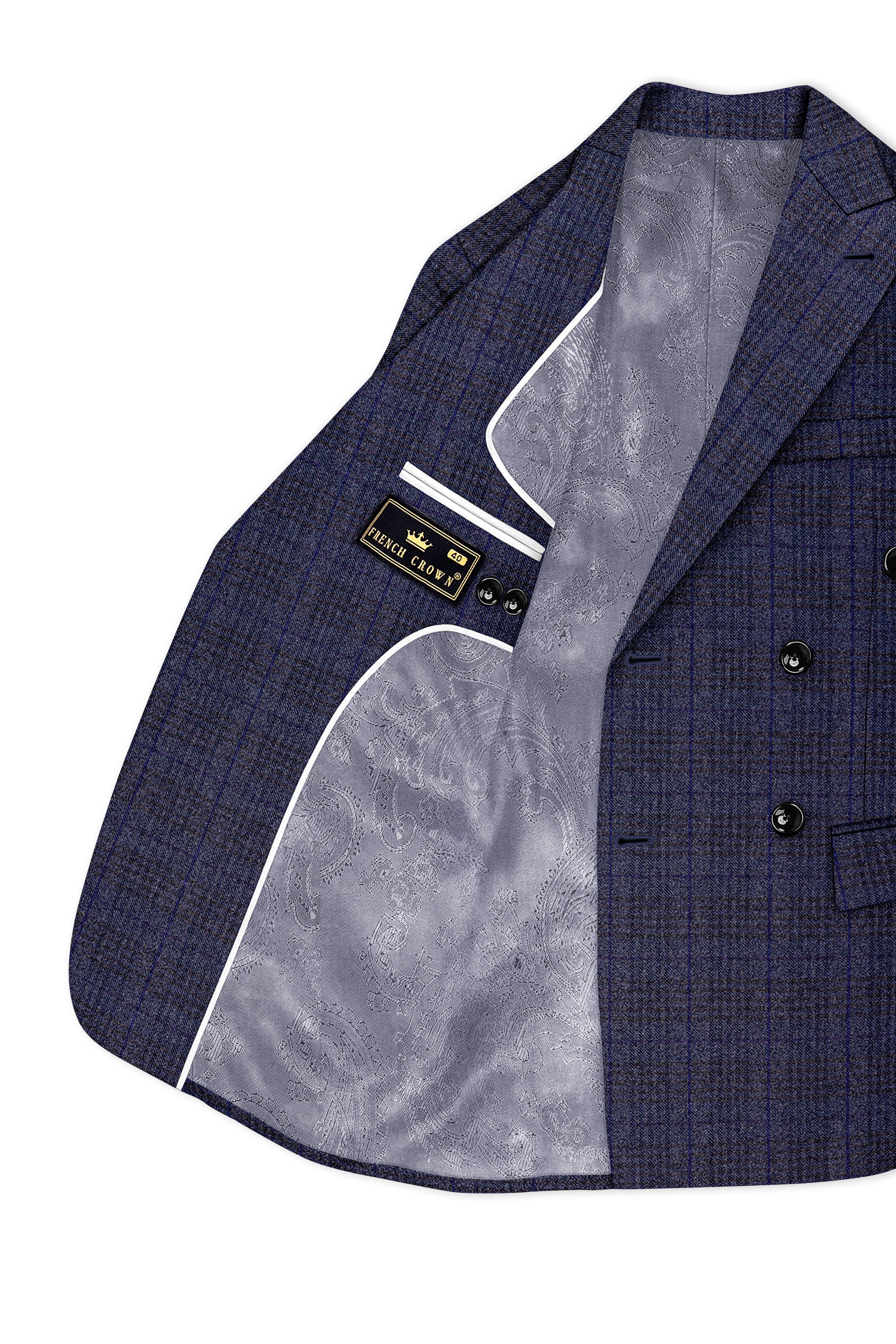 Horizon-Martinique Blue windowpane Tweed Double Breasted Blazers