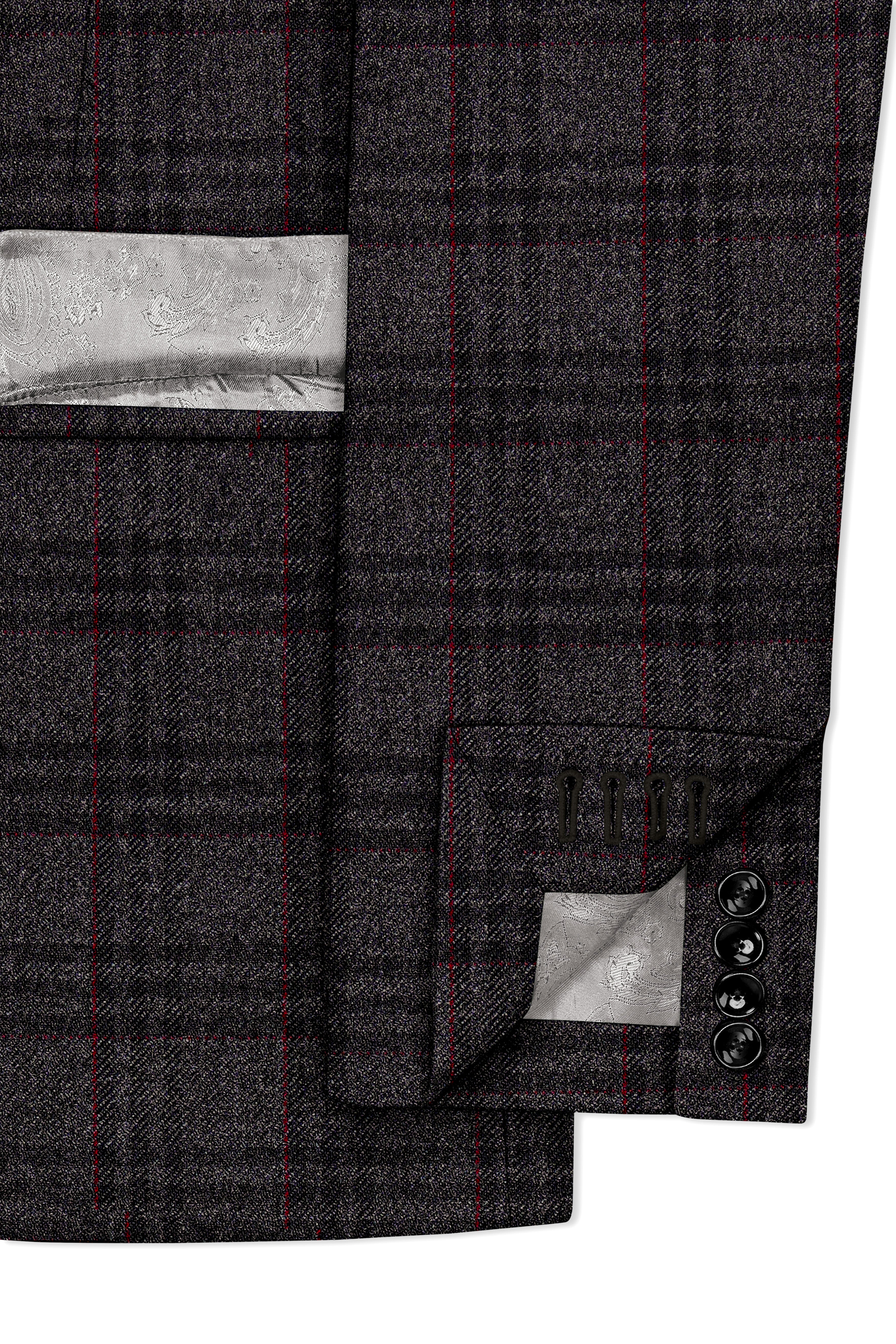 Velours-Ship Gray Plaid Tweed Double Breasted Blazer