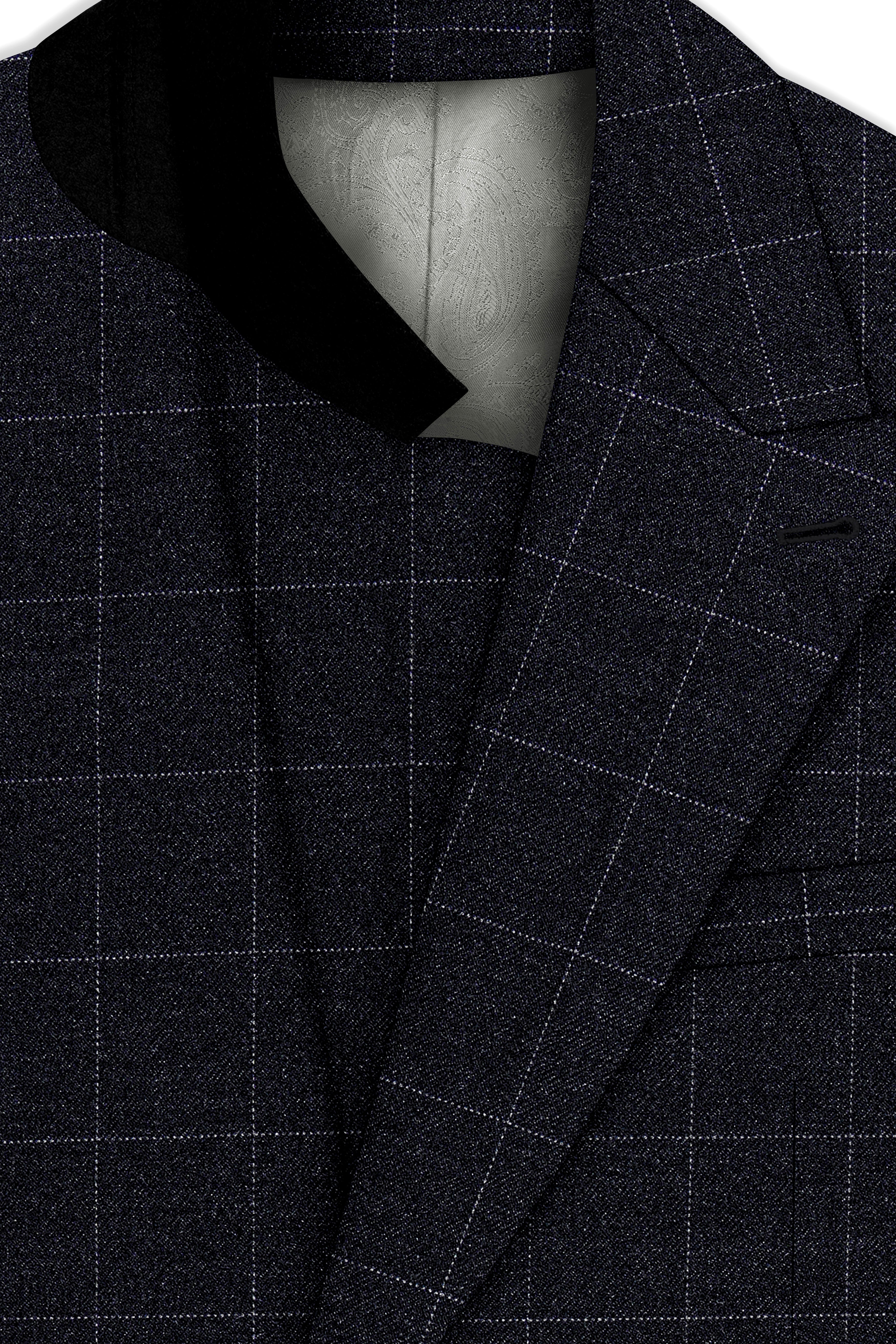 Fenrir-Shark Gray windowpane Tweed Double Breasted Blazers