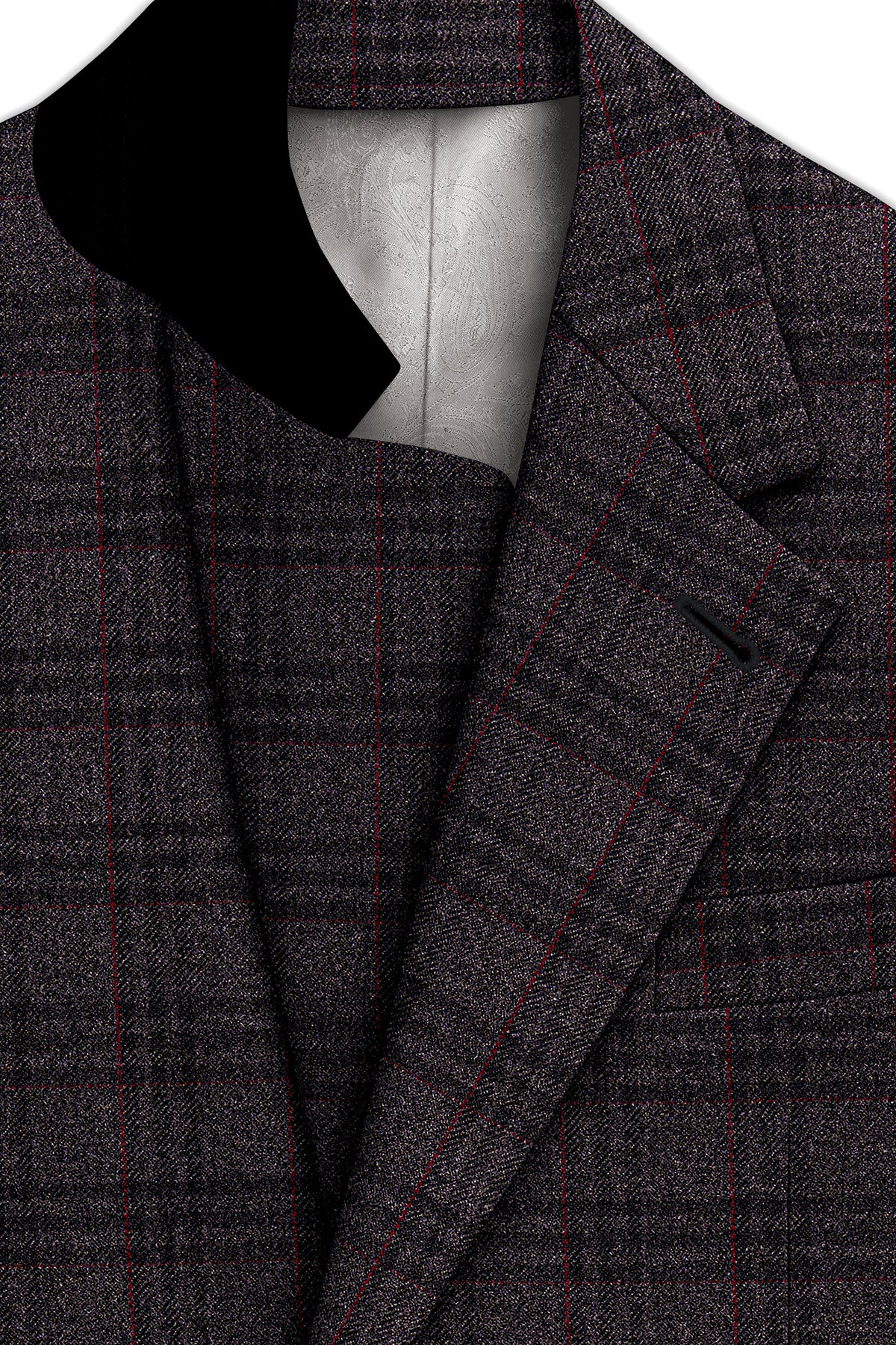 Velours-Ship Gray Plaid Tweed Single Breasted Sports Blazer