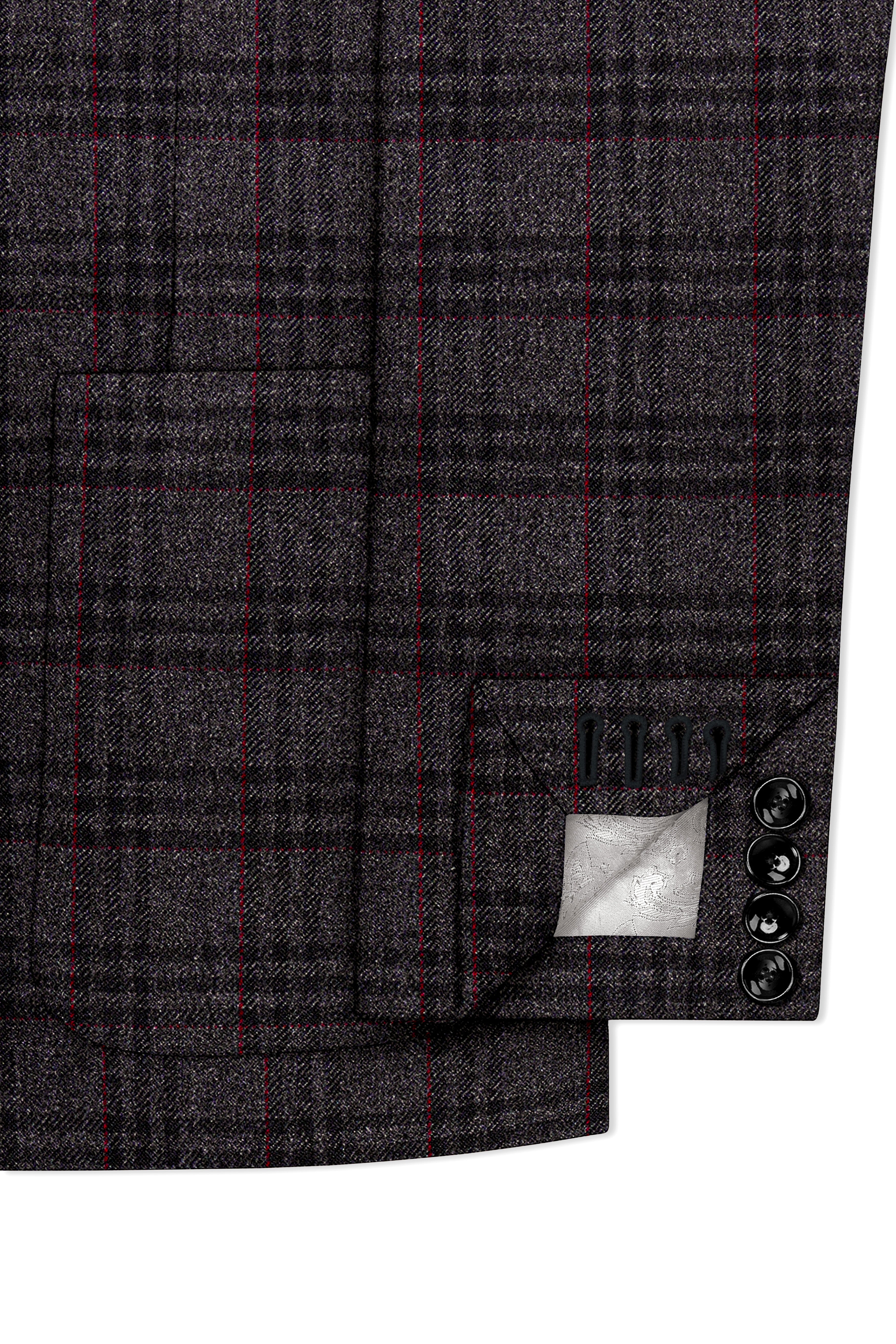 Velours-Ship Gray Plaid Tweed Single Breasted Sports Blazer