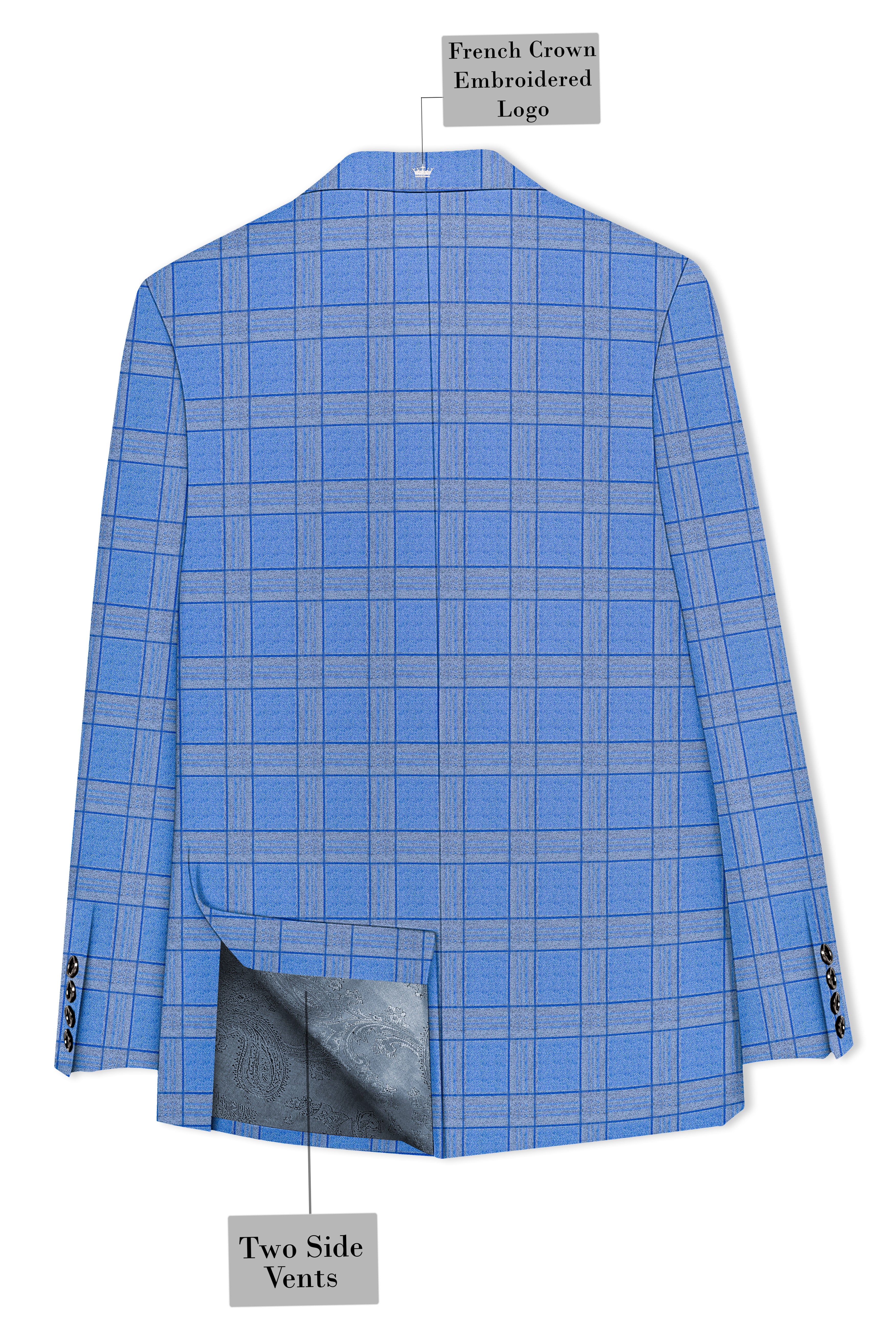 Mariner-Danube Blue Wool Blend Double Breasted Blazer