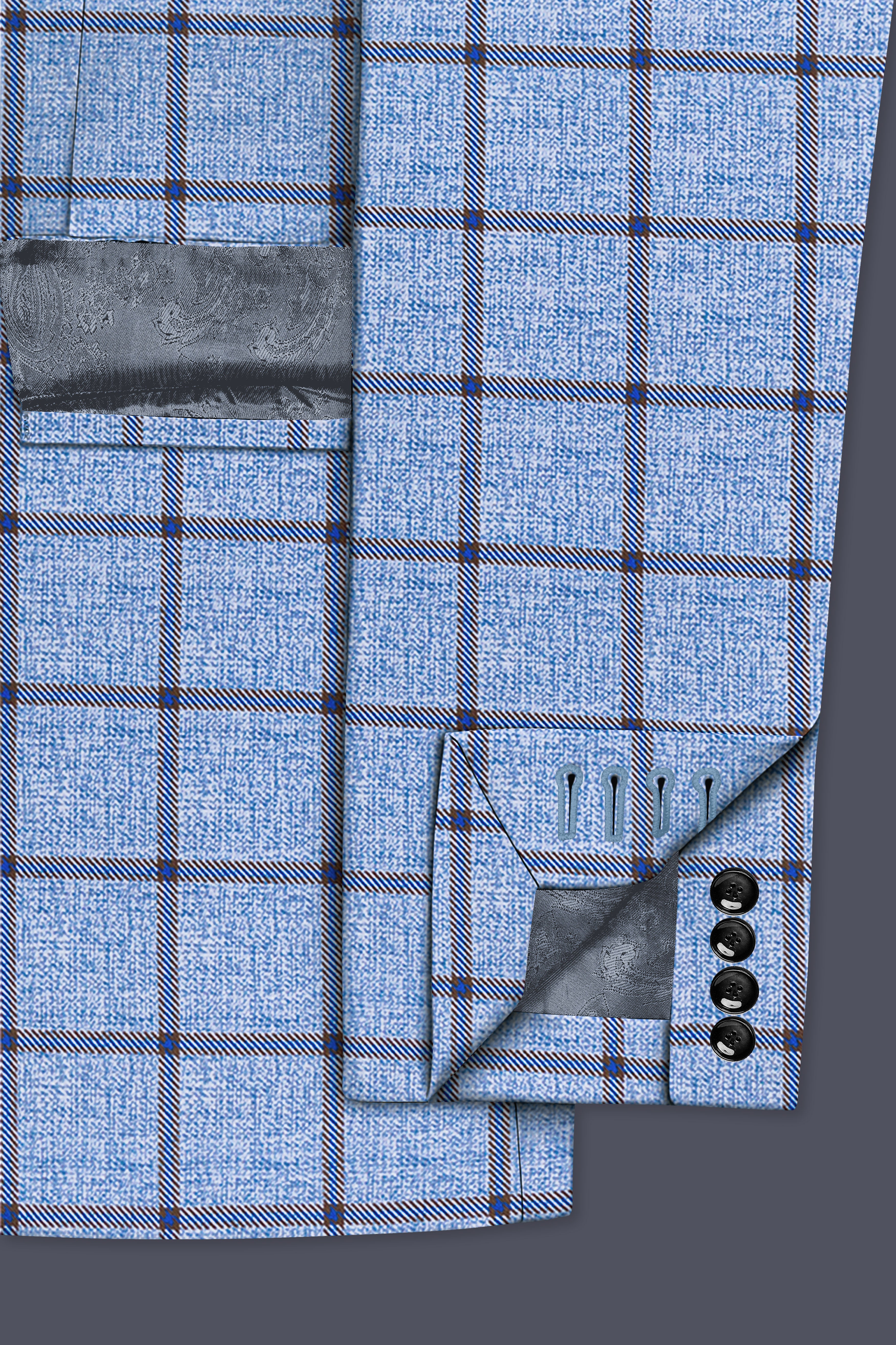 Mistrel-Spun Pearl Blue Windows Wool Rich Double Breasted Blazer