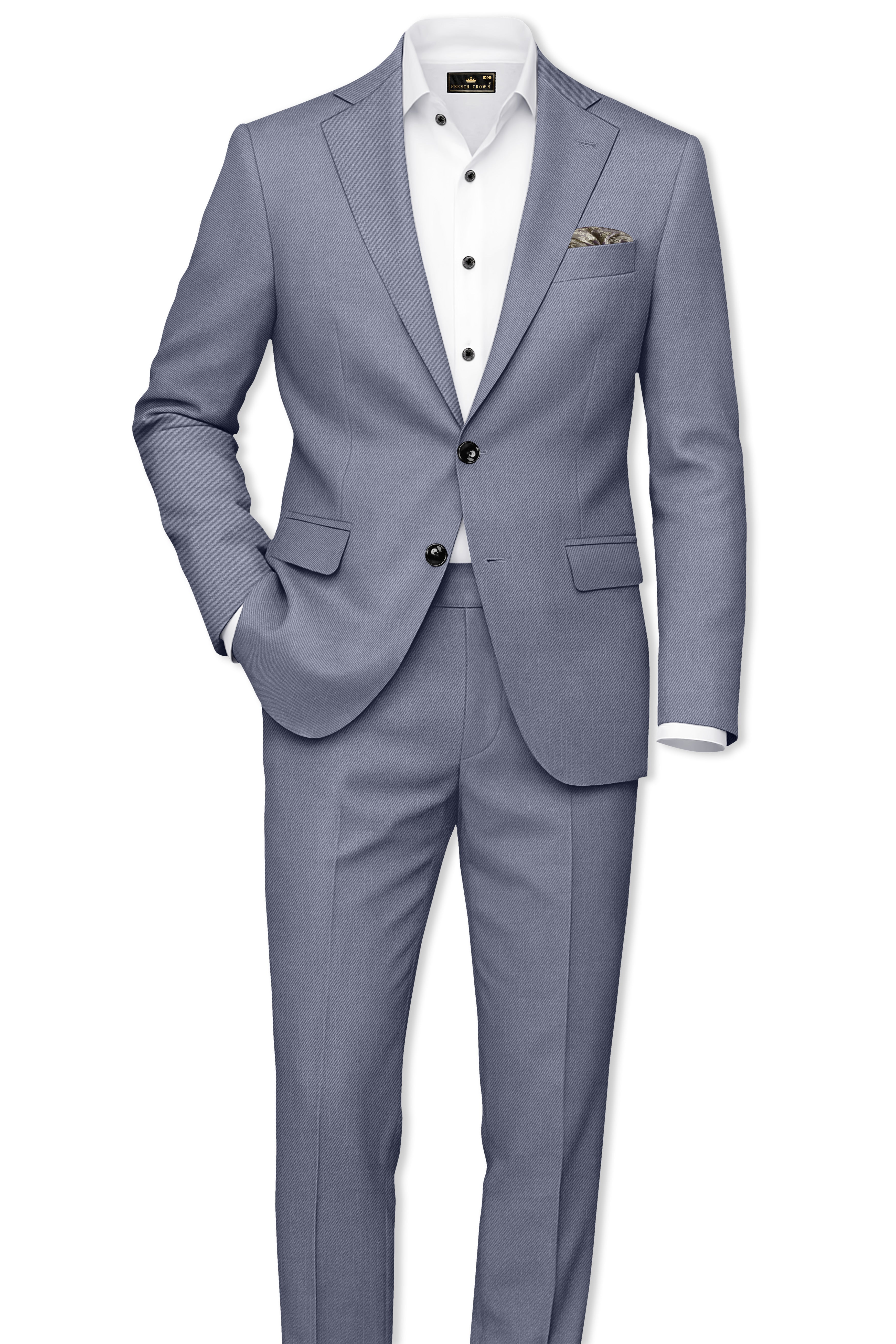 Grisoro-Storm Gray Wool Rich Slight Stretch Single Breasted Blazer