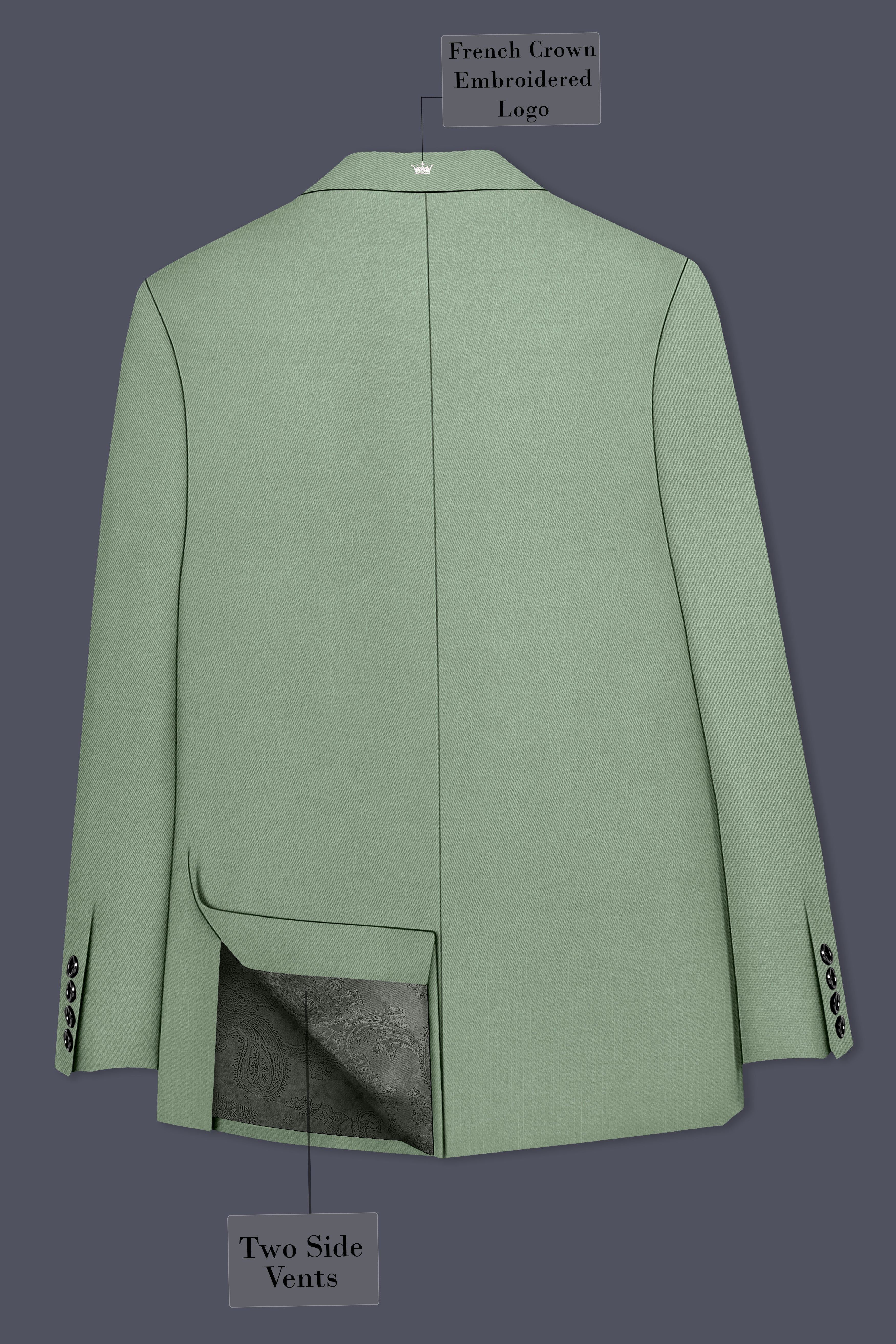 Basil-Spanish Green Wool Rich Slight Stretch Single Breasted Blazer