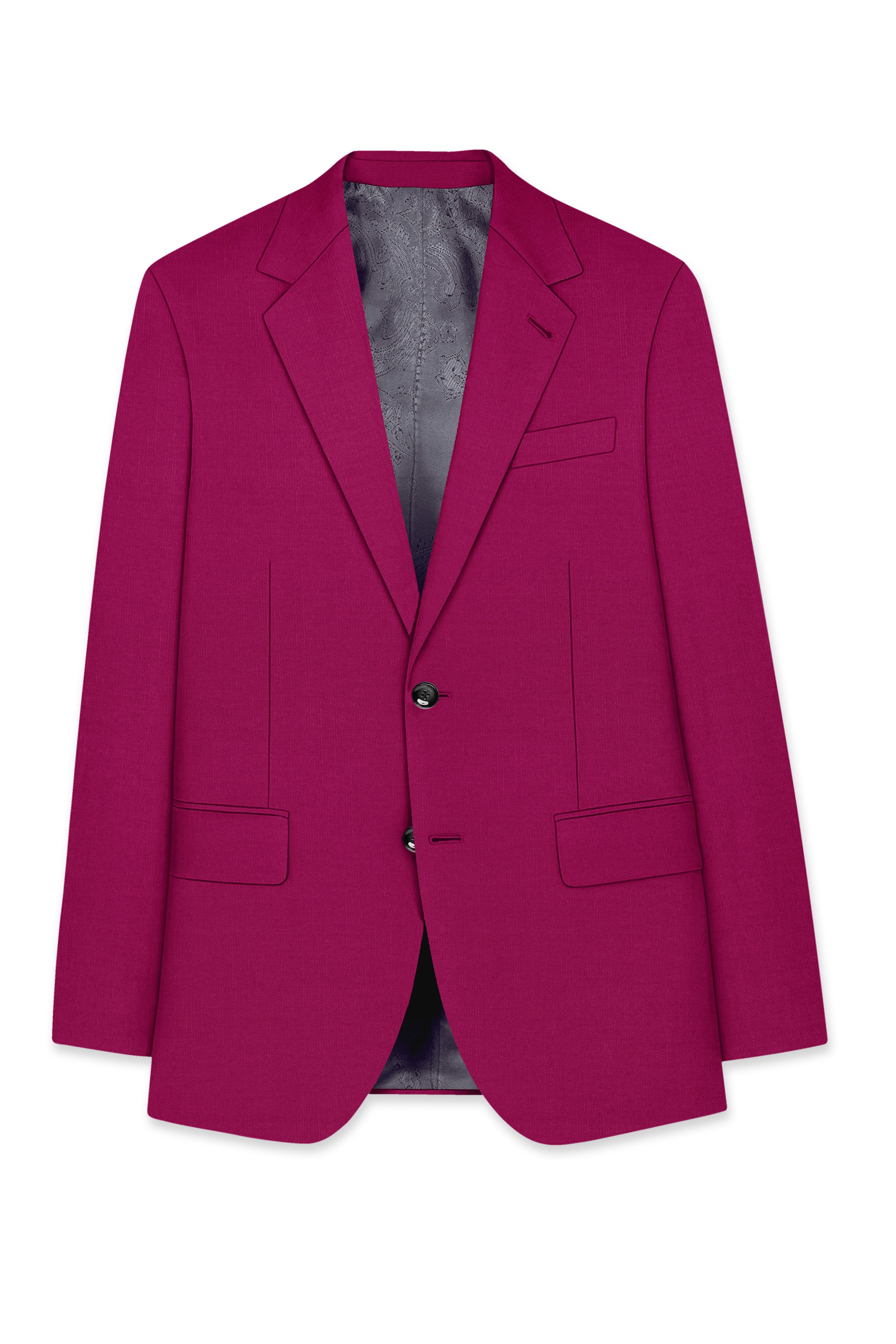 Orchid-Mulberry Pink Wool Rich Slight Stretch Single Breasted Blazer