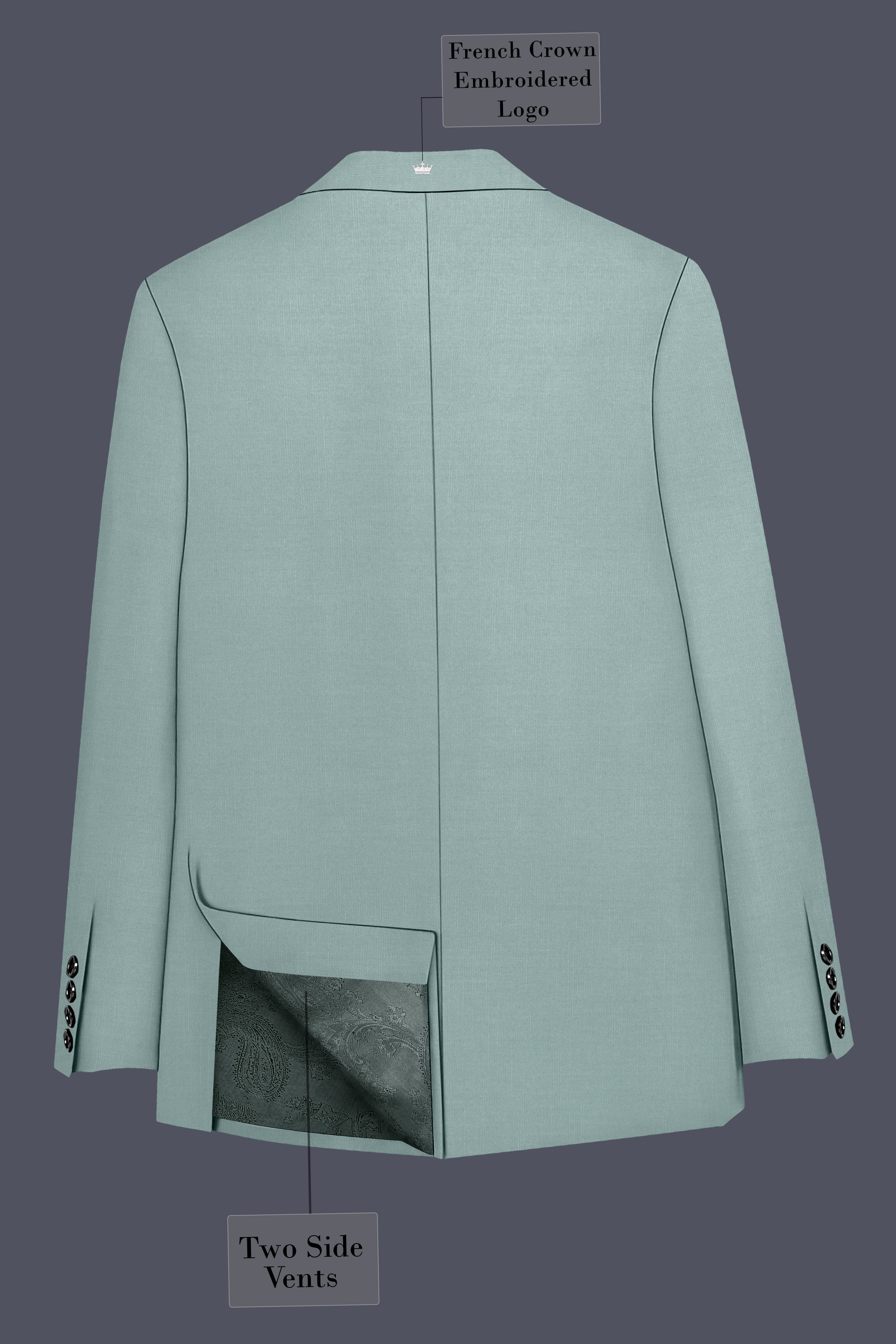 Tropic-Cadet Green Wool Rich Slight Stretch Single Breasted Blazer