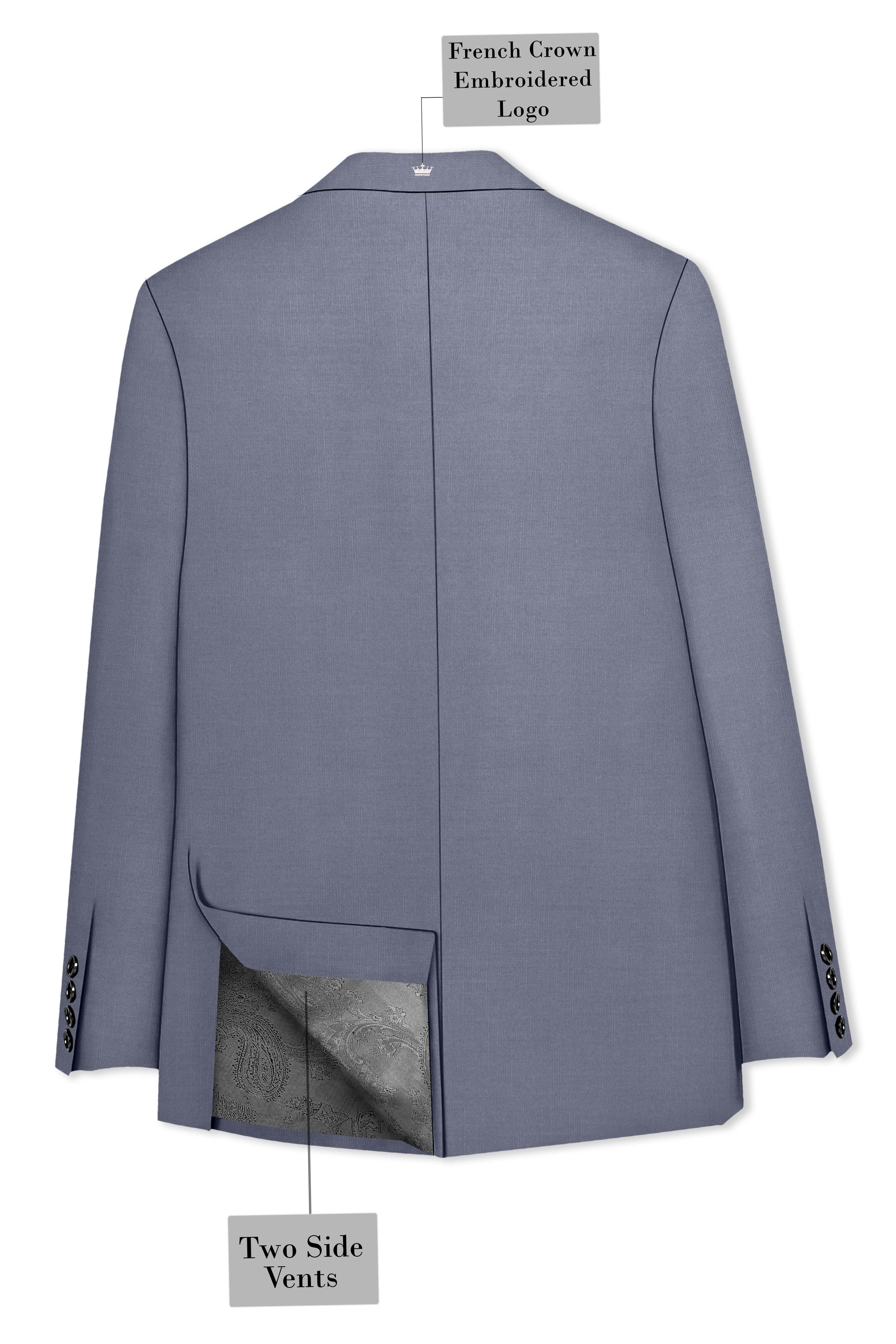 Grisoro-Storm Gray Wool Rich Slight Stretch Double Breasted Blazer