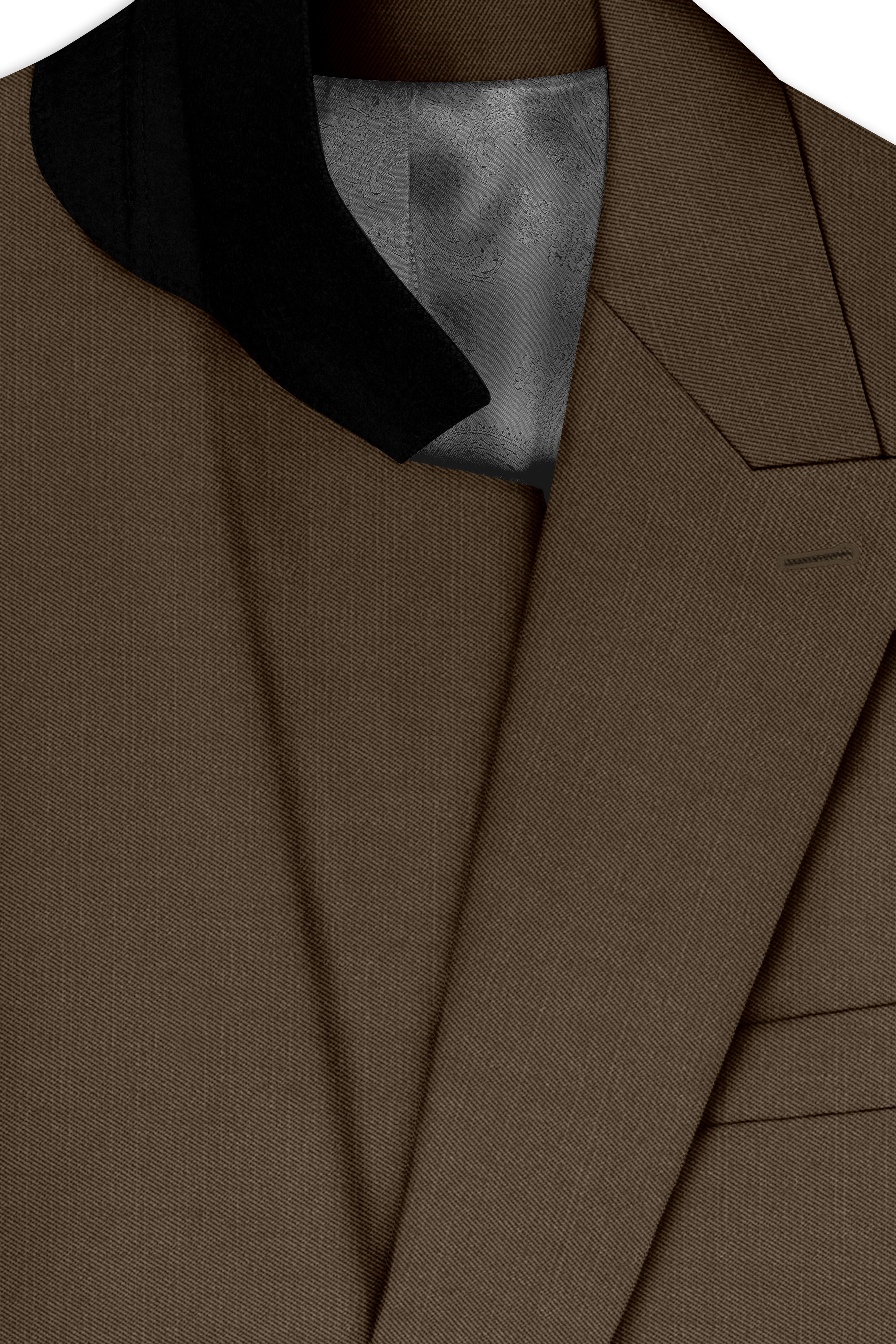 Terrano-Mocha Brown Wool Rich Slight Stretch Double Breasted Blazer