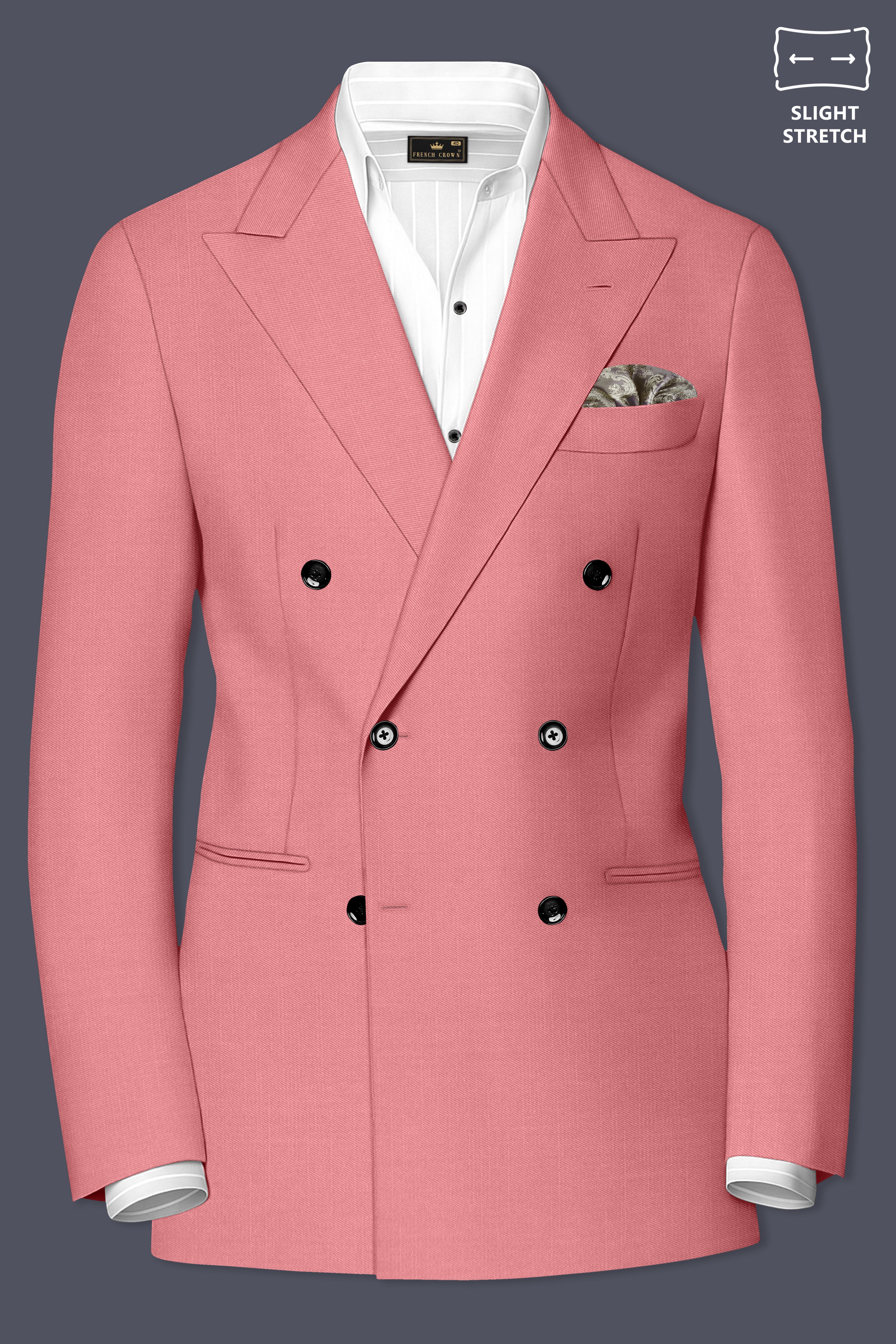 Solaro-Coral Orange Wool Rich Slight Stretch Double Breasted Blazer