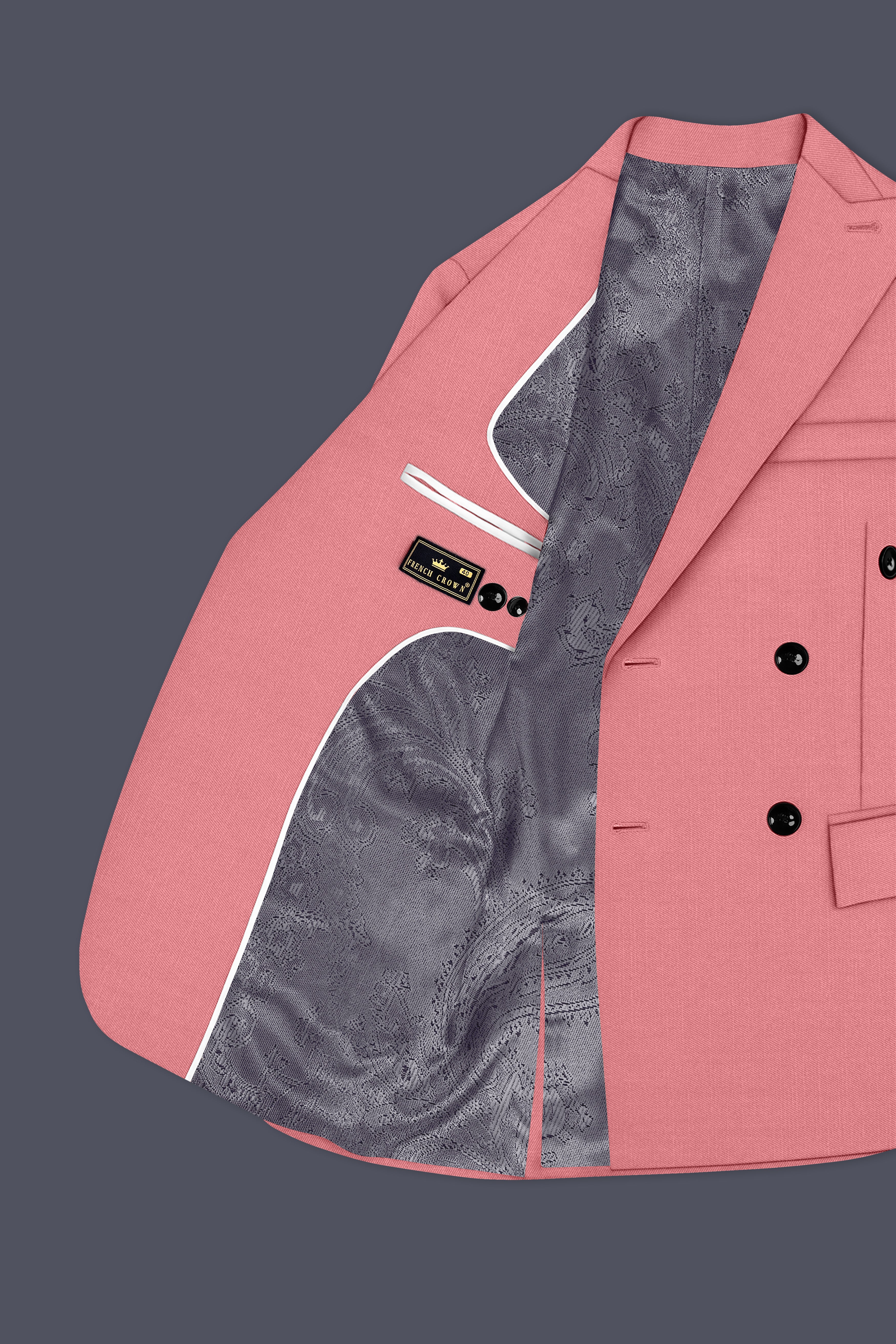 Solaro-Coral Orange Wool Rich Slight Stretch Double Breasted Blazer