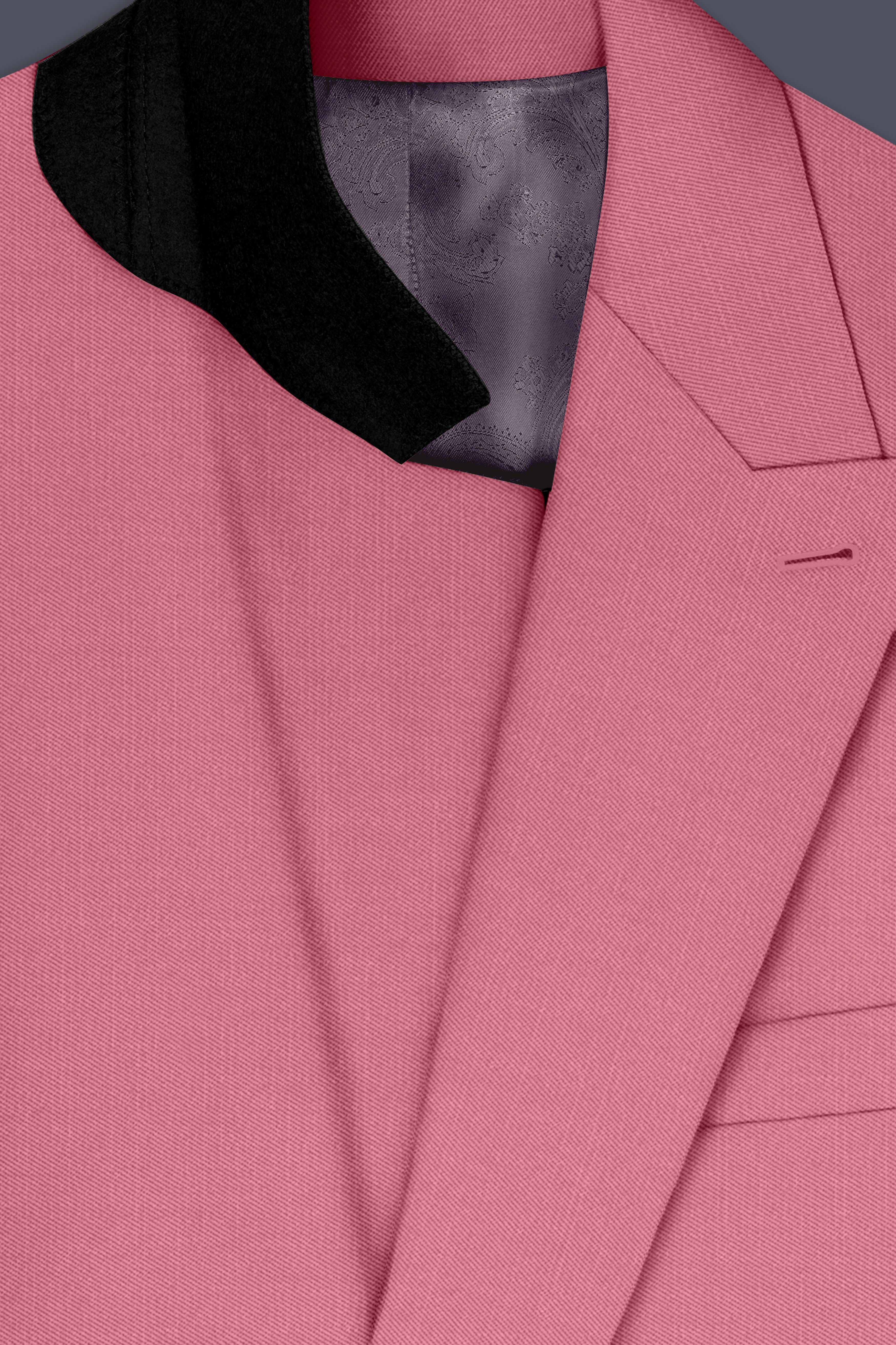 Soleil-Peach Wool Rich Slight Stretch Double Breasted Blazer