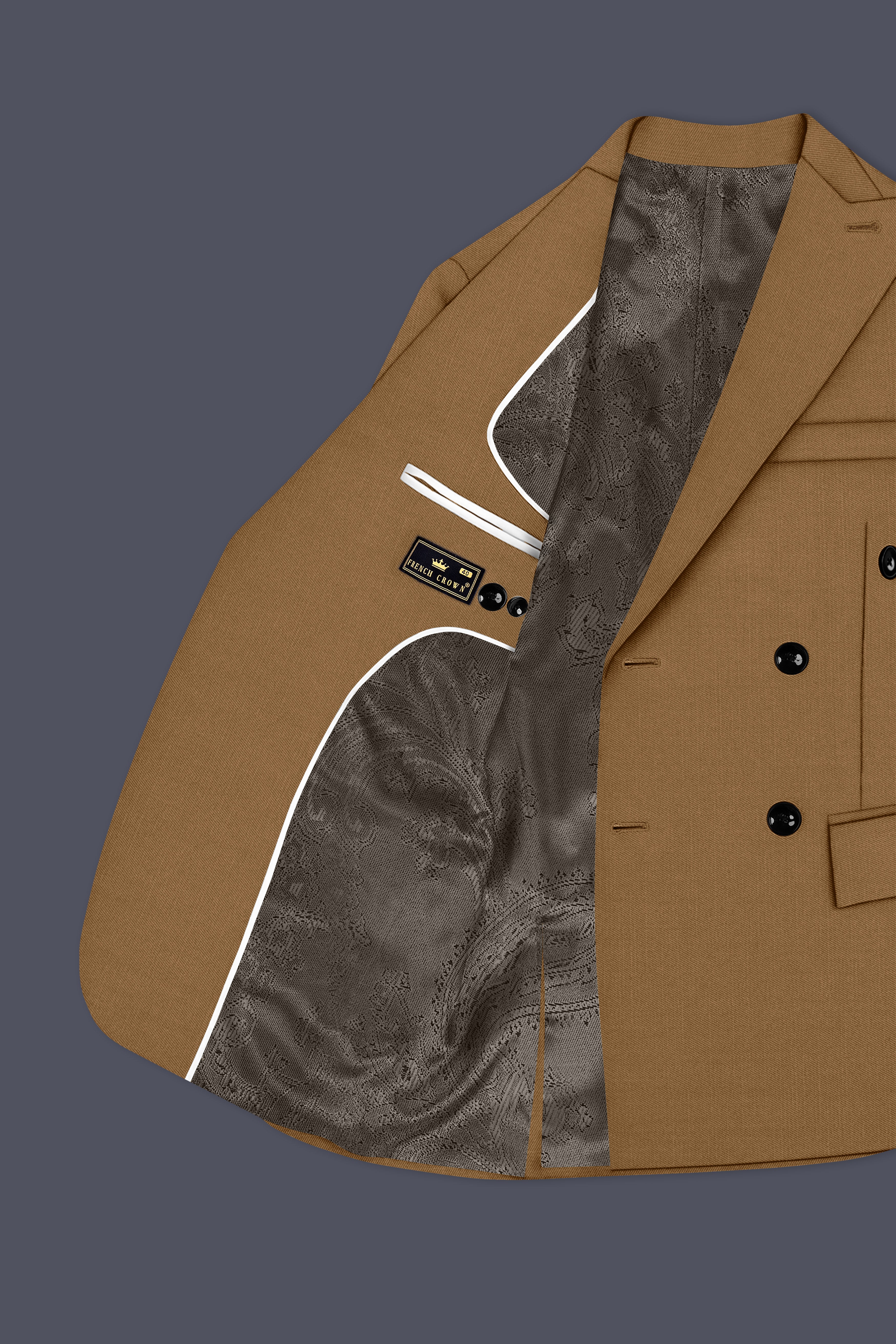 Sapphire-Potters Brown Wool Rich Slight Stretch Double Breasted Blazer