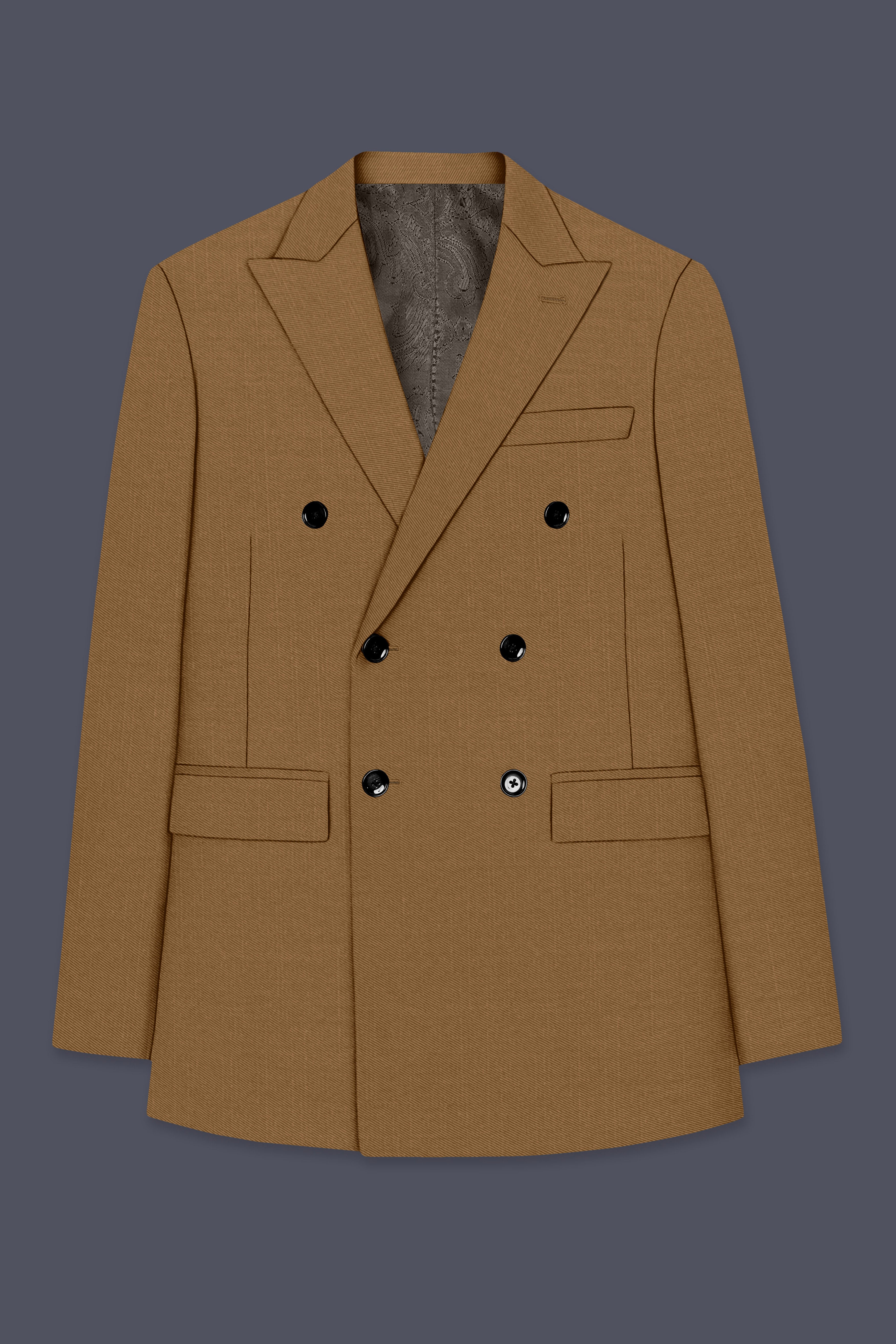 Sapphire-Potters Brown Wool Rich Slight Stretch Double Breasted Blazer