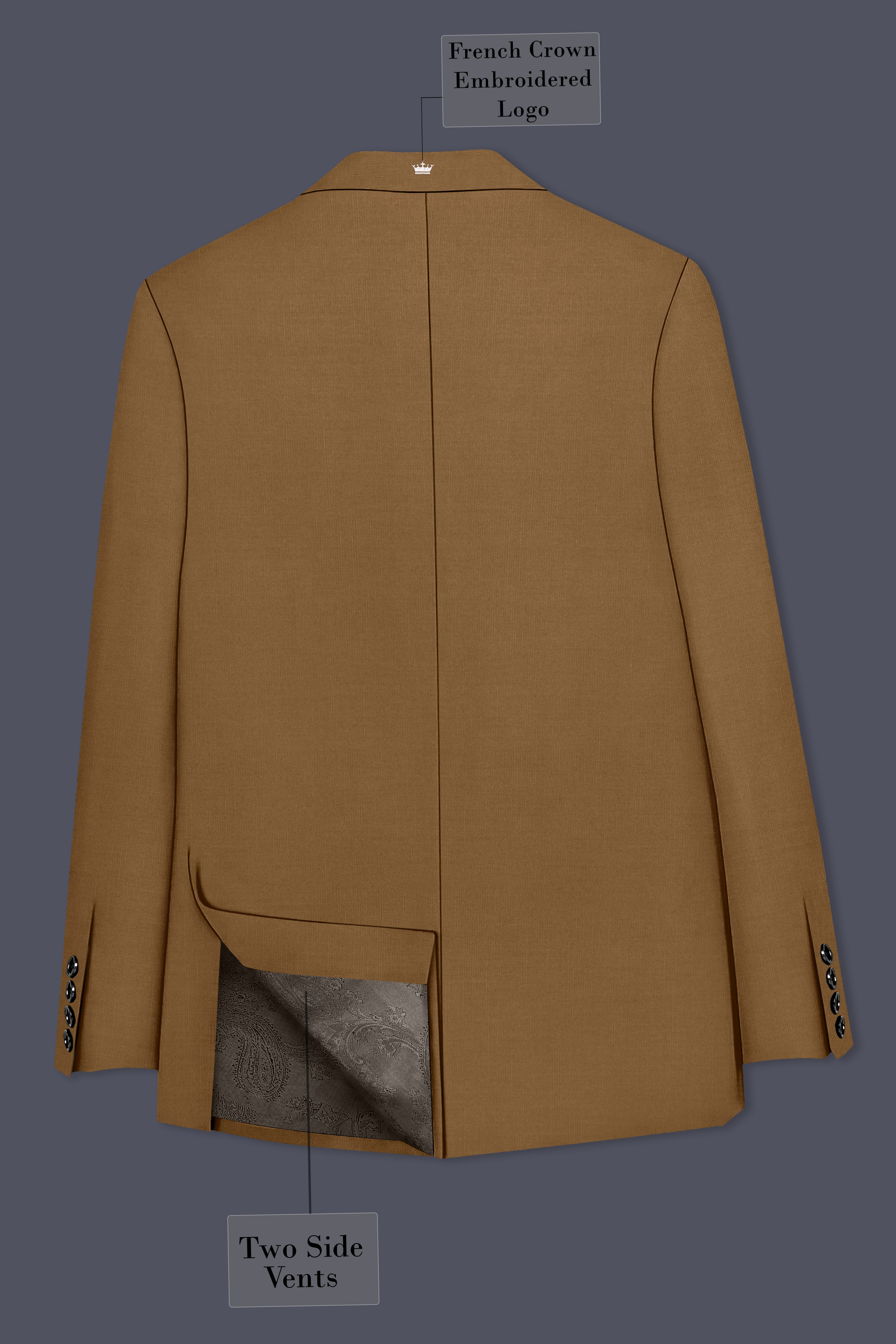 Sapphire-Potters Brown Wool Rich Slight Stretch Double Breasted Blazer