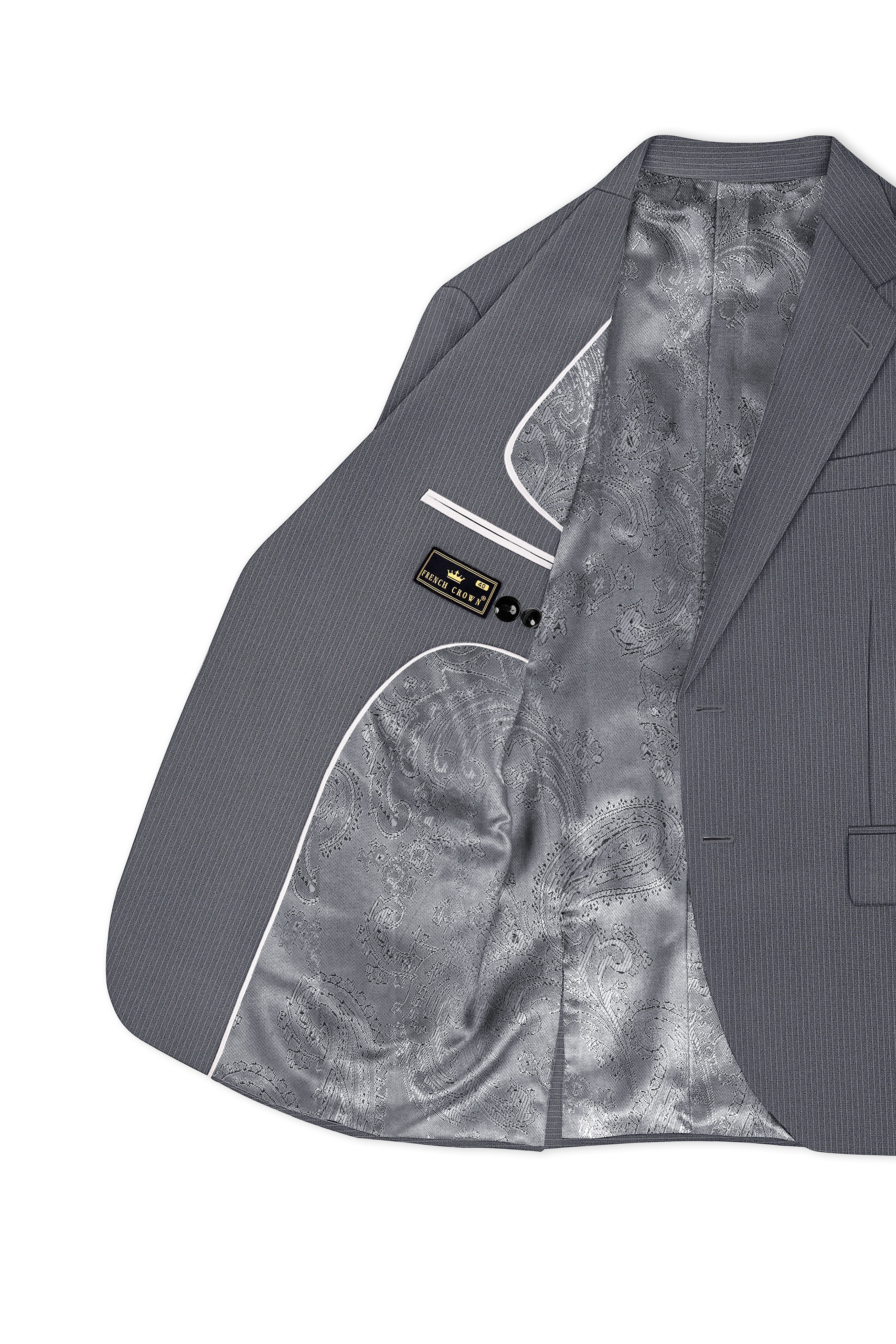 Apex-Ironside Gray Pencil Striped Wool Rich Slight Stretch Single Breasted Blazer