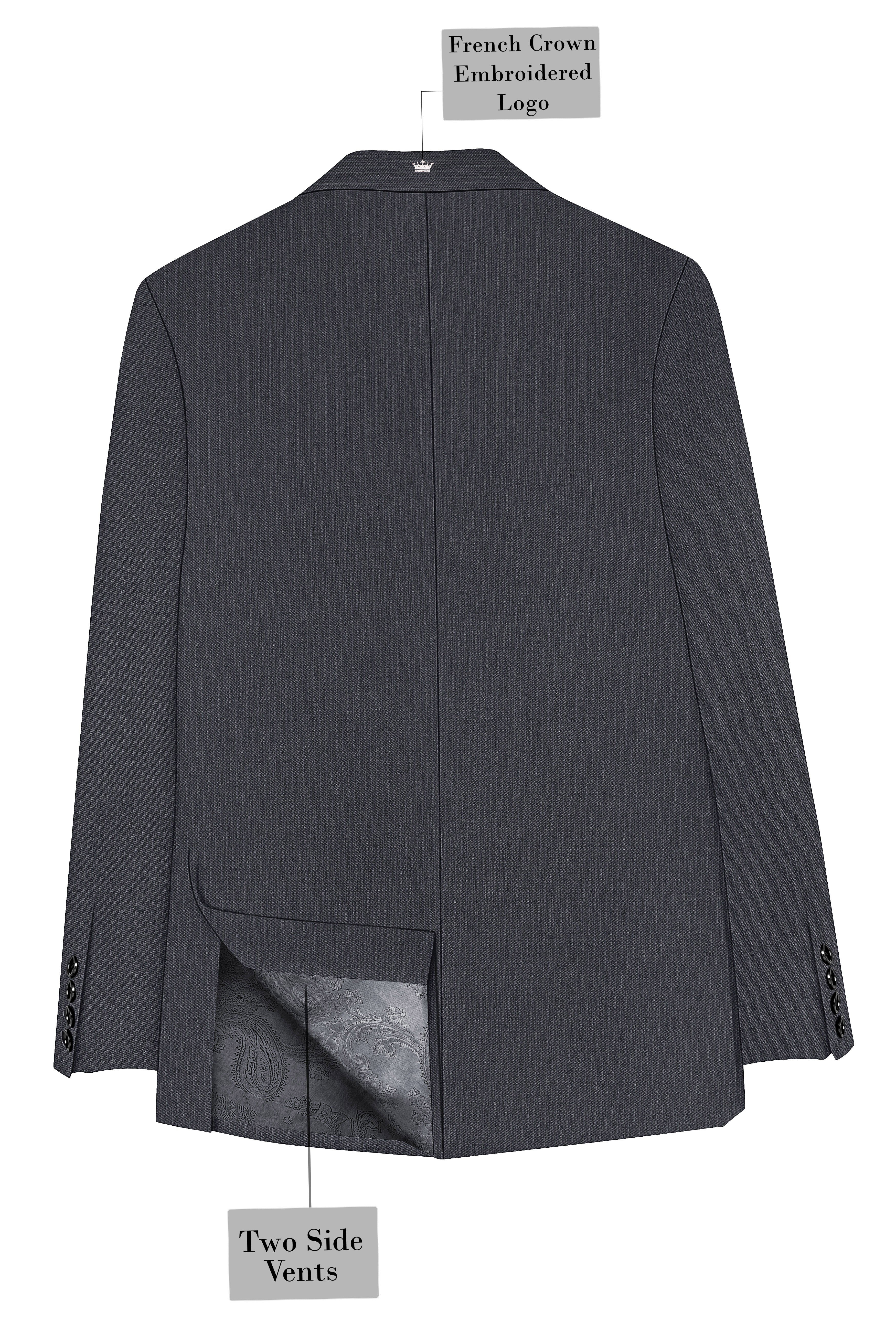 Monvex-Tuna Gray Pencil Striped Wool Rich Slight Stretch Single Breasted Blazer