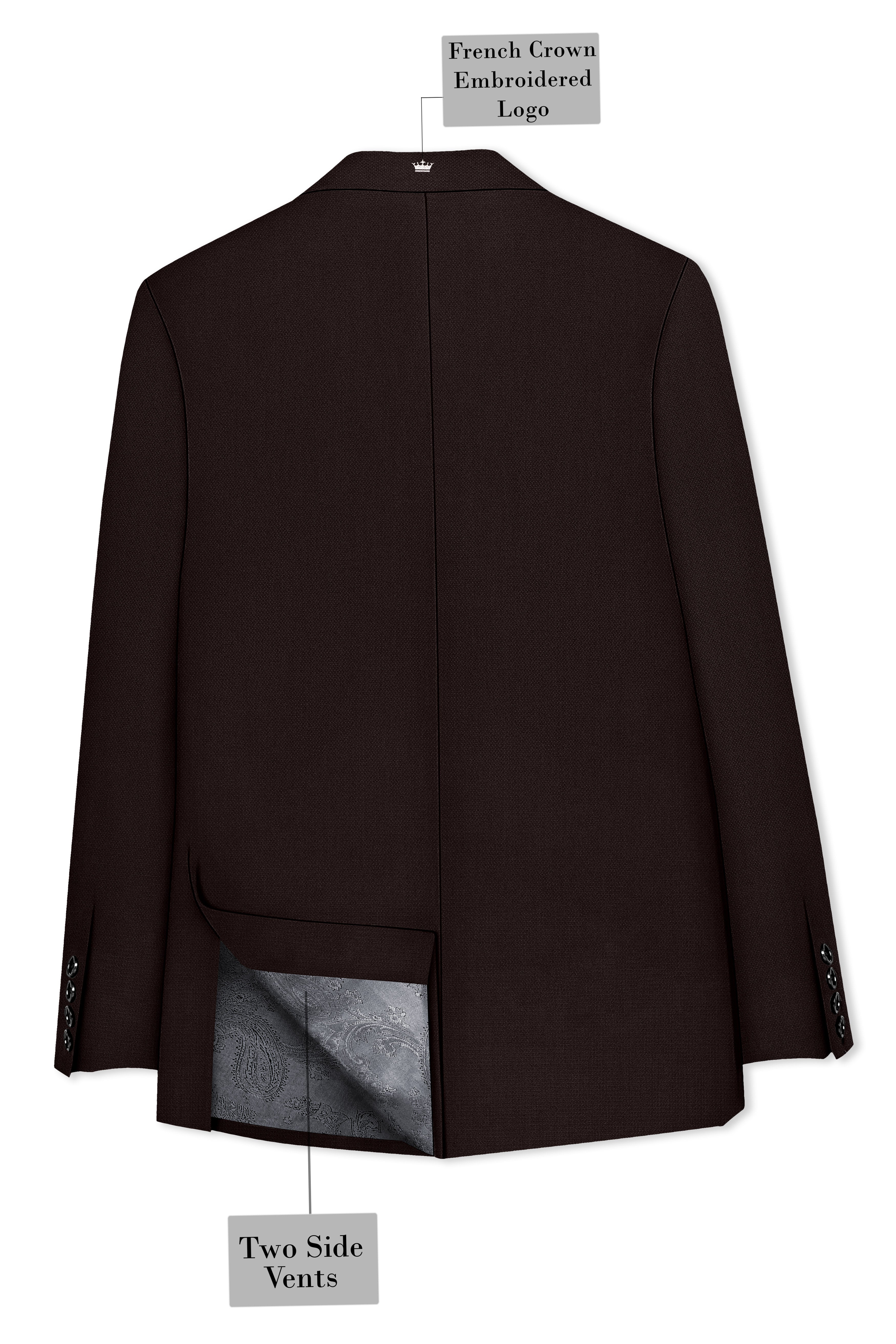 Hampton-Gondola Brown Diamond Textured Wool Rich Slight Stretch Single Breasted Blazer