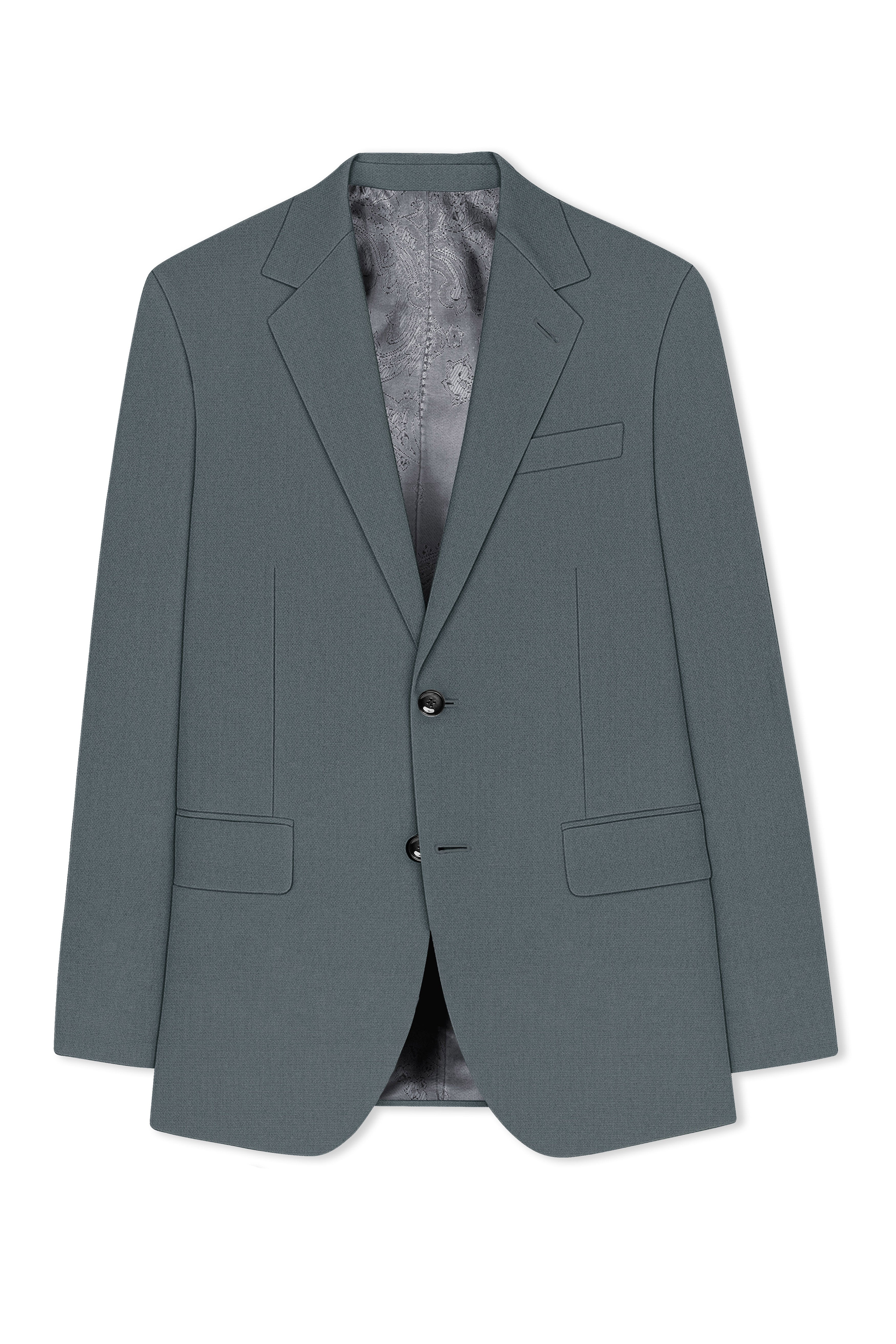 Aurelian-Scarpa Green Diamond Textured Wool Rich Slight Stretch Single Breasted Blazer