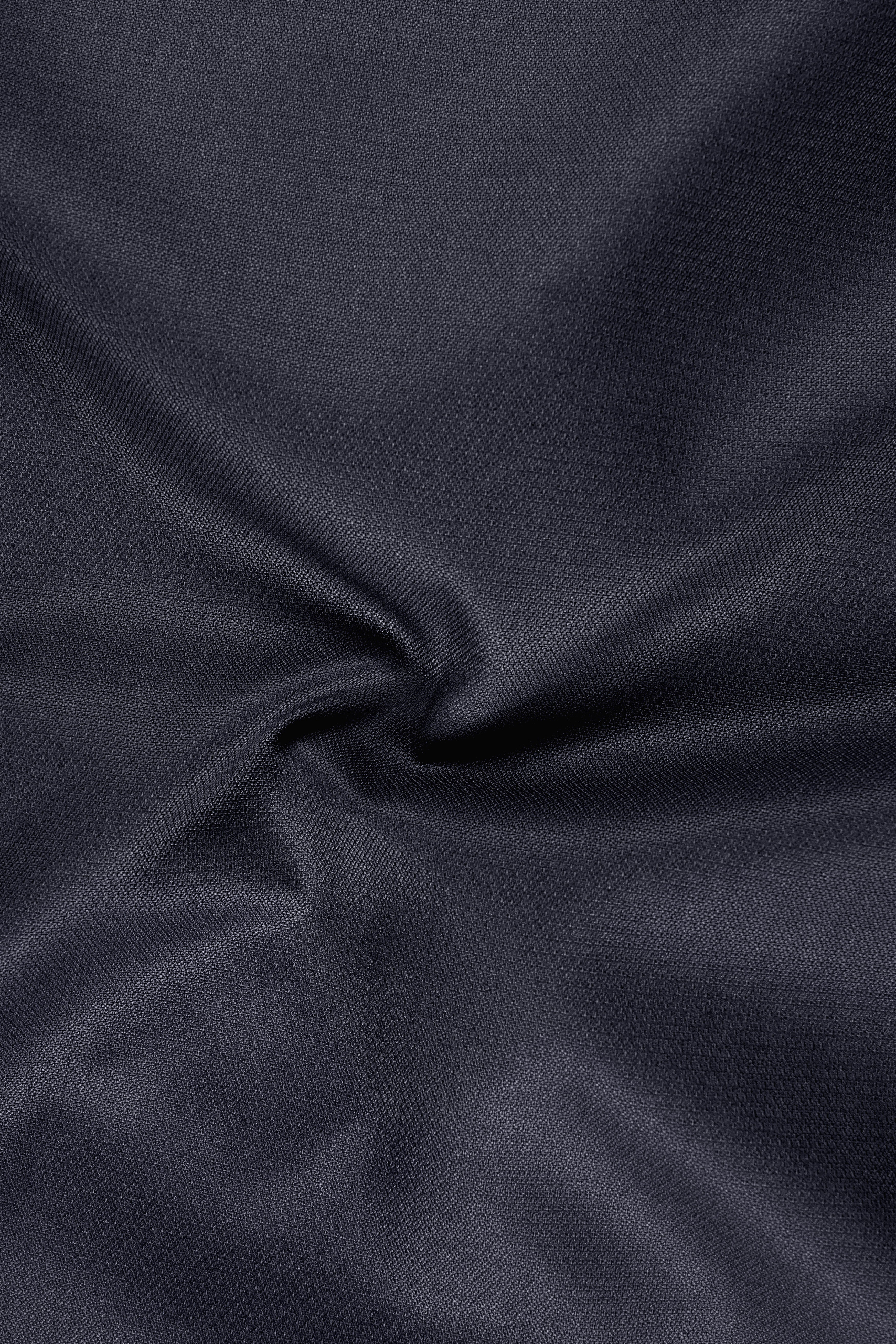 Obsidian-Paynes Gray Diamond Textured Wool Rich Slight Stretch Double Breasted Blazer