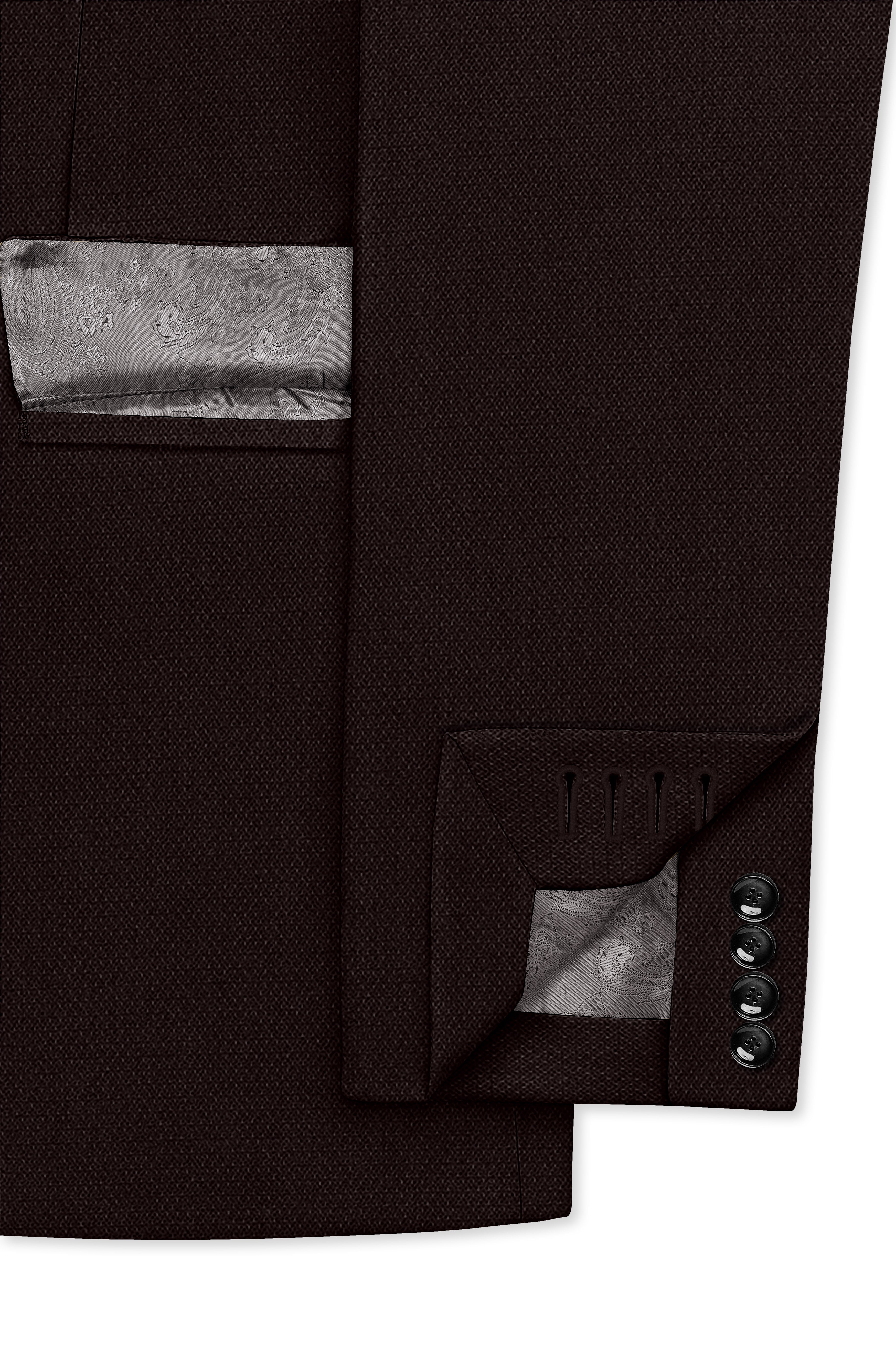 Hampton-Gondola Brown Diamond Textured Wool Rich Slight Double Single Breasted Blazer