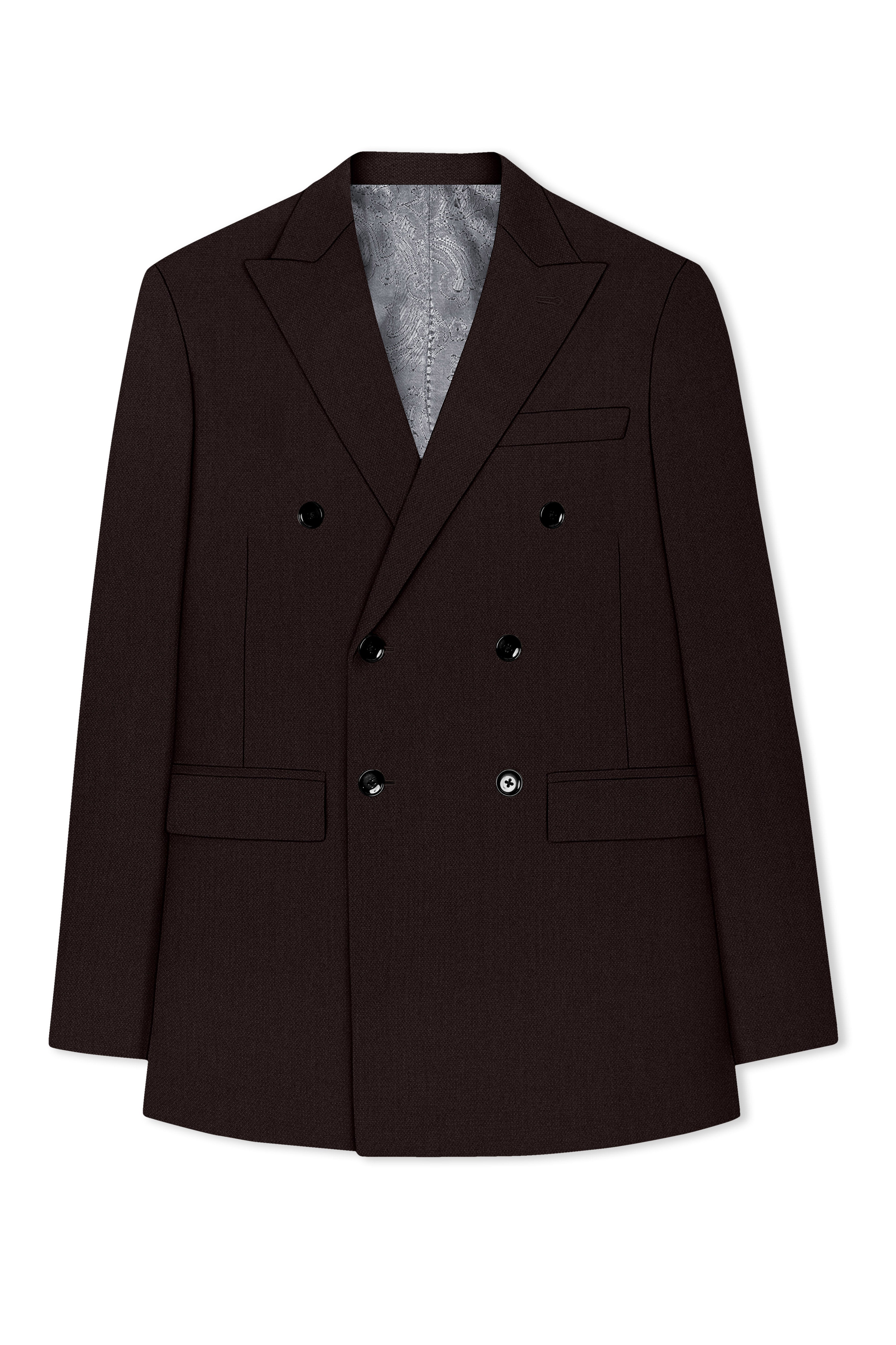 Hampton-Gondola Brown Diamond Textured Wool Rich Slight Double Single Breasted Blazer