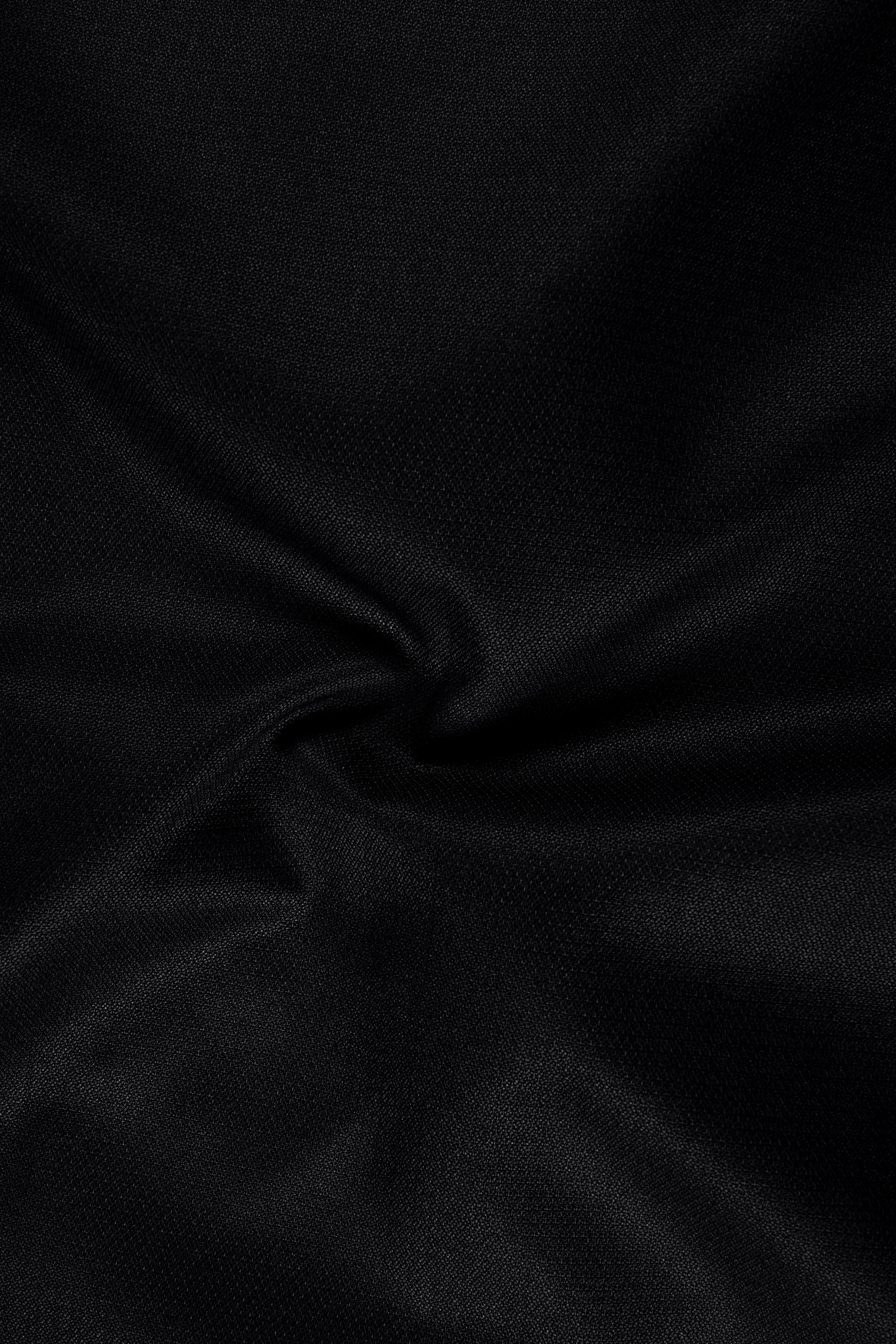 Regal-Jade Black Diamond Textured Wool Rich Slight Stretch Double Breasted Blazer