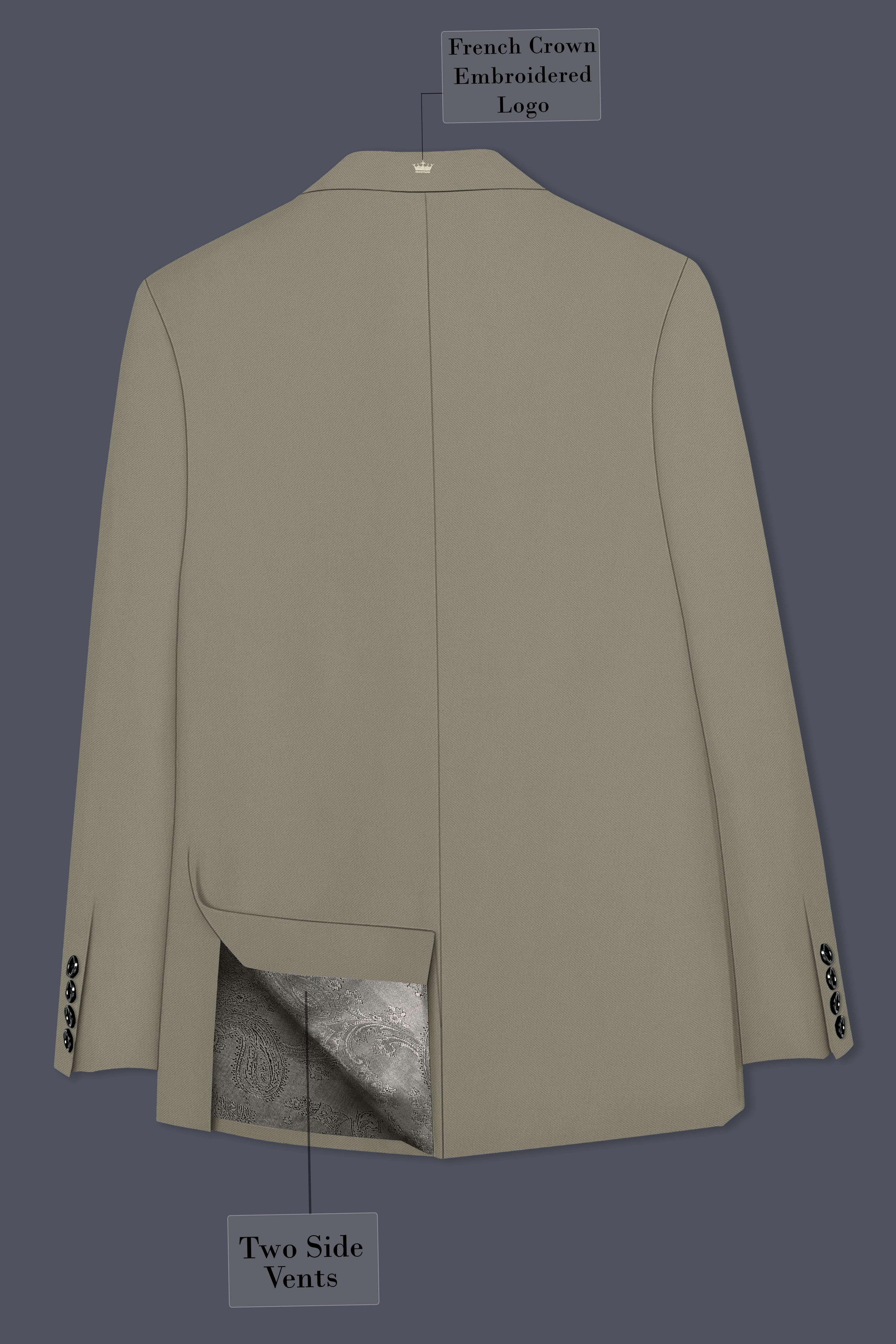 Loden-Korean Kokoda Green 4-Way Stretch Wrinkle-Free Wool Rich Single Breasted Blazer