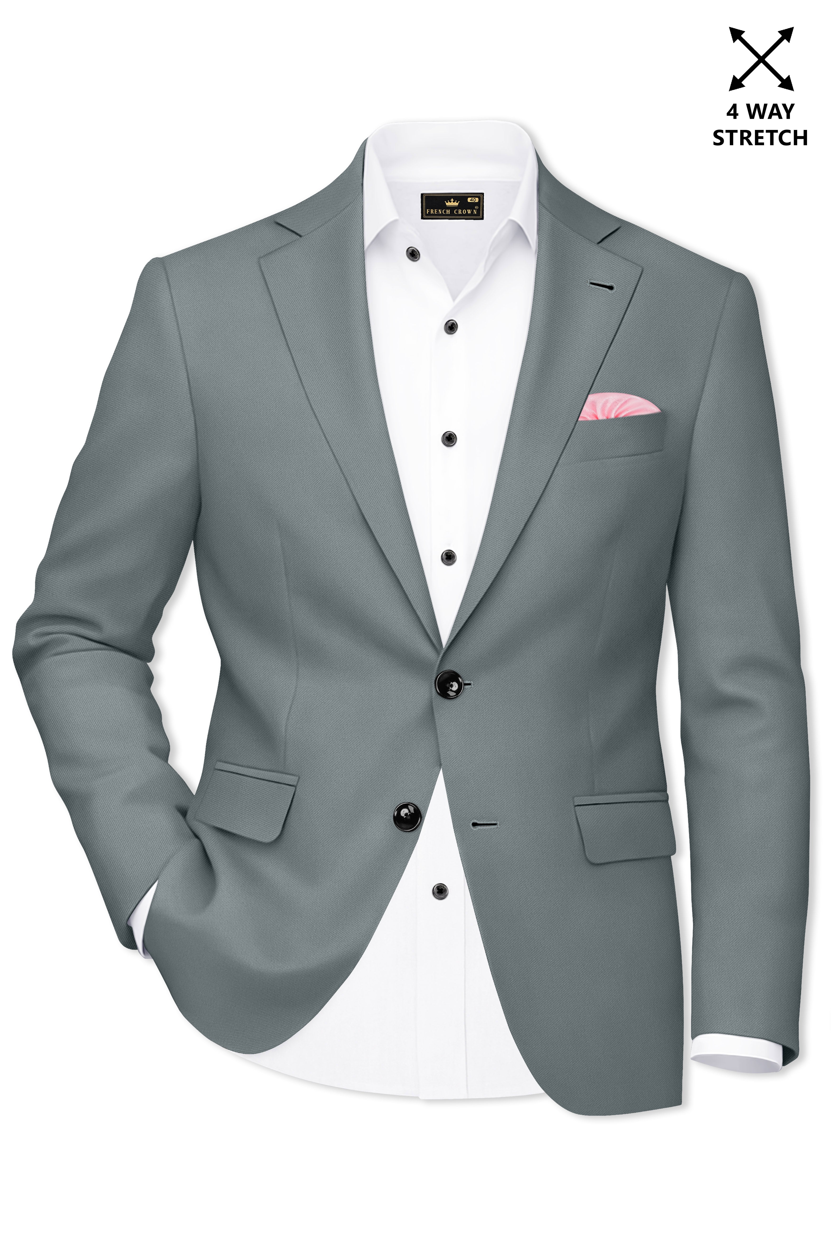 Flexaro-Korean Abbey gray 4-Way Stretch Wrinkle-Free Wool Rich Single Breasted Blazer