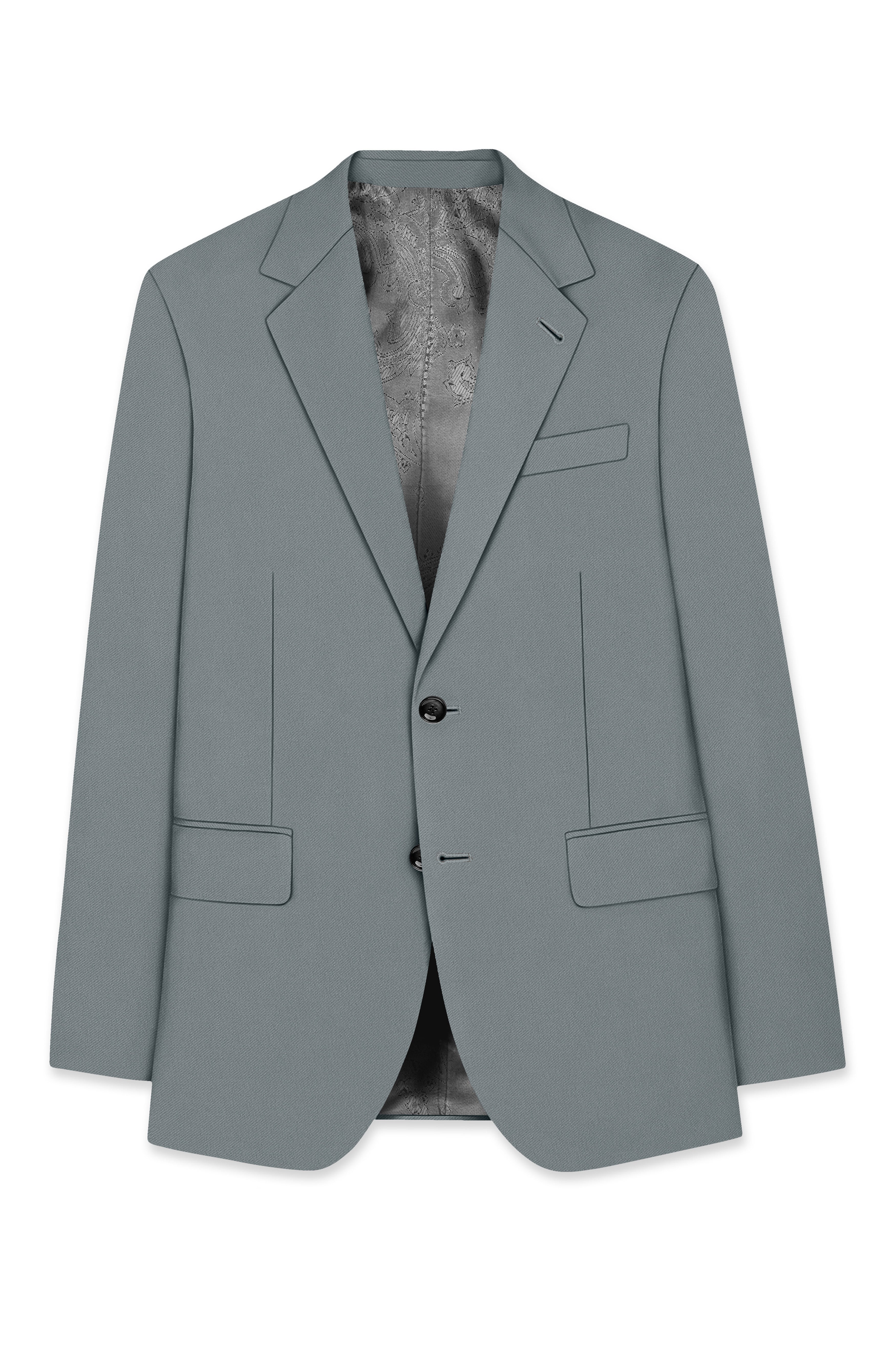 Flexaro-Korean Abbey gray 4-Way Stretch Wrinkle-Free Wool Rich Single Breasted Blazer