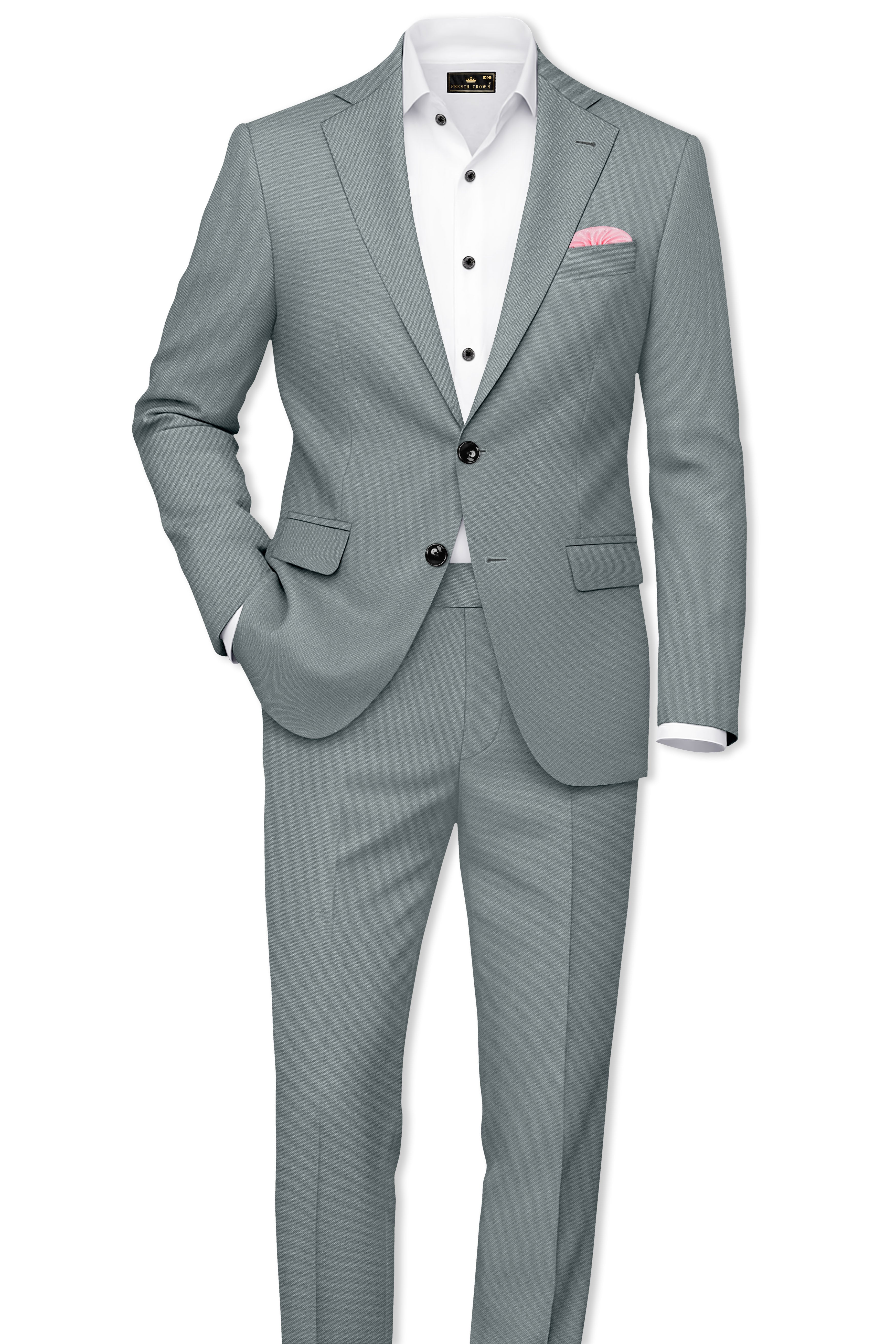 Flexaro-Korean Abbey gray 4-Way Stretch Wrinkle-Free Wool Rich Single Breasted Blazer