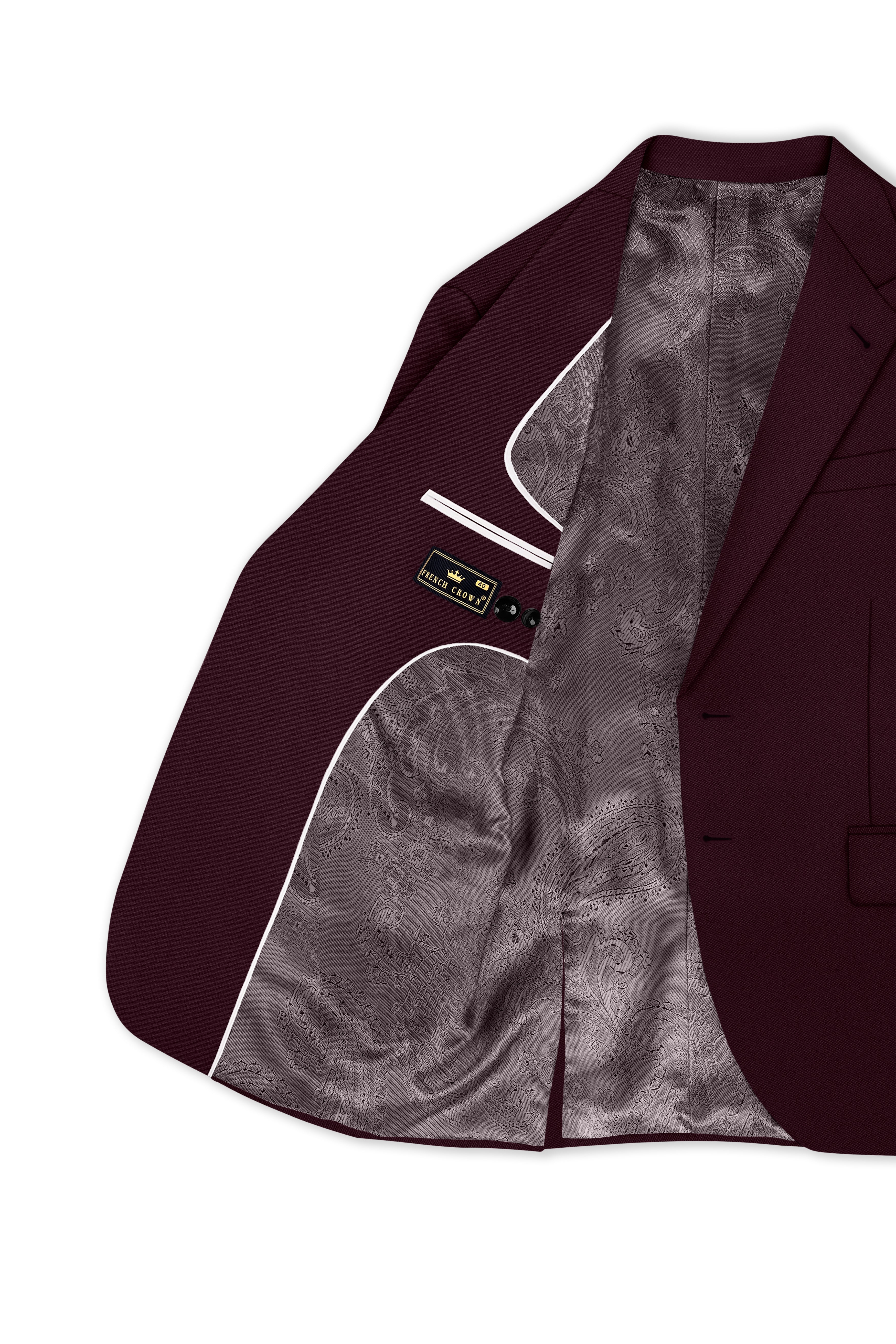 Veltrix-Korean Aubergine Maroon 4-Way Stretch Wrinkle-Free Wool Rich Single Breasted Blazer