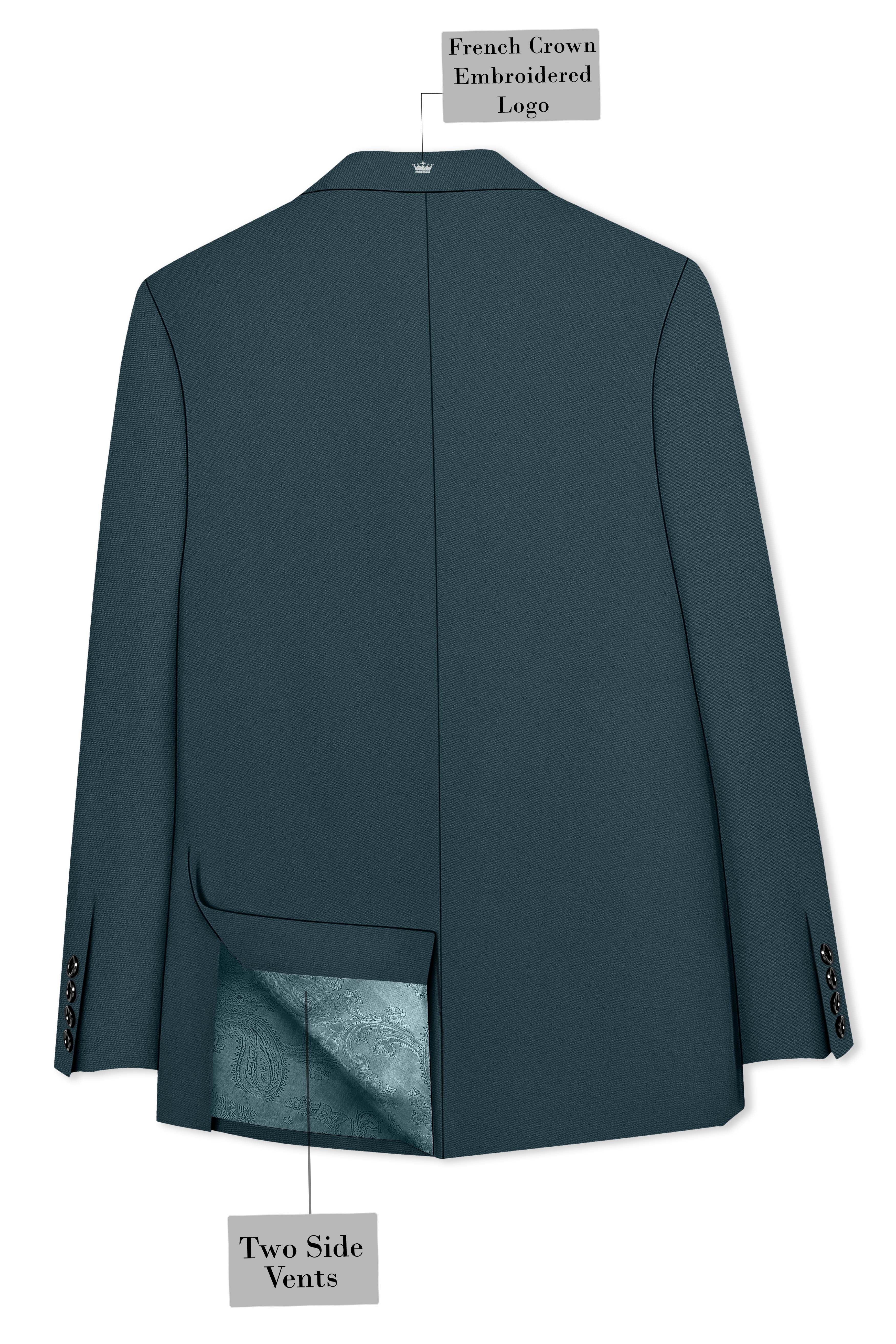 Navaro-Korean Gable Blue 4-Way Stretch Wrinkle-Free Wool Rich Single Breasted Blazer