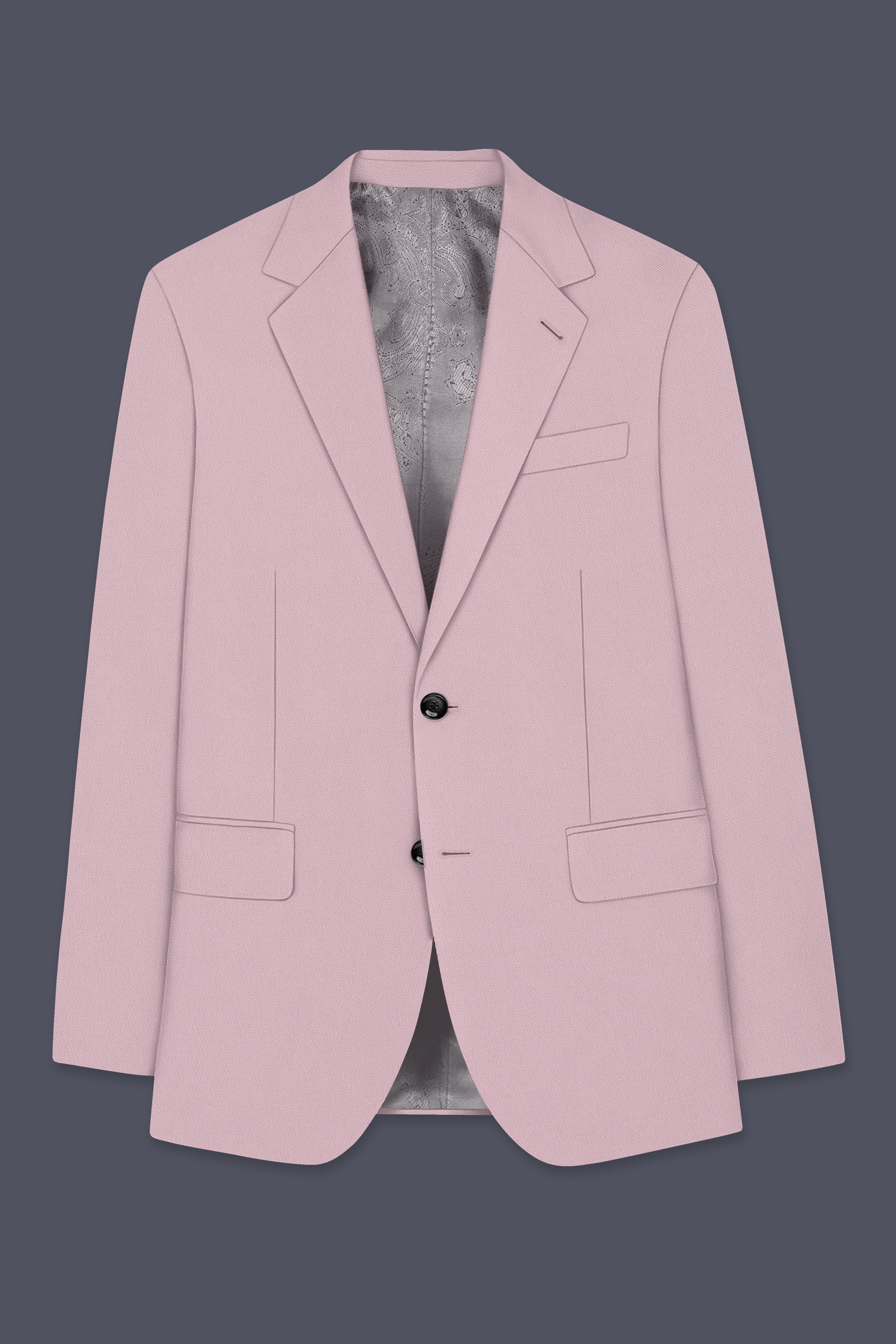 Allure-Korean Blossom Pink 4-Way Stretch Wrinkle-Free Wool Rich Single Breasted Blazer