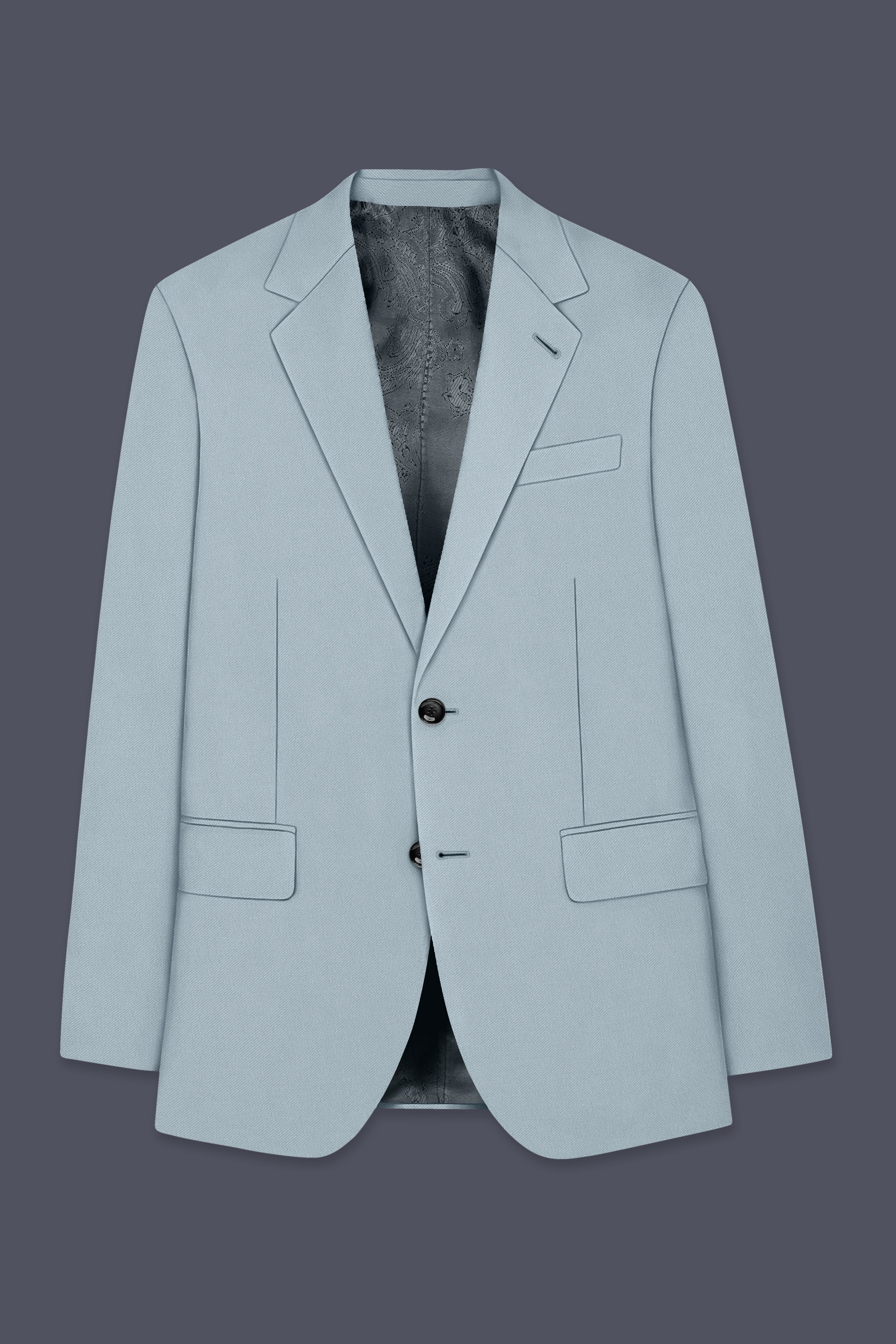 Pewter-Korean Chateau gray 4-Way Stretch Wrinkle-Free Wool Rich Single Breasted Blazer