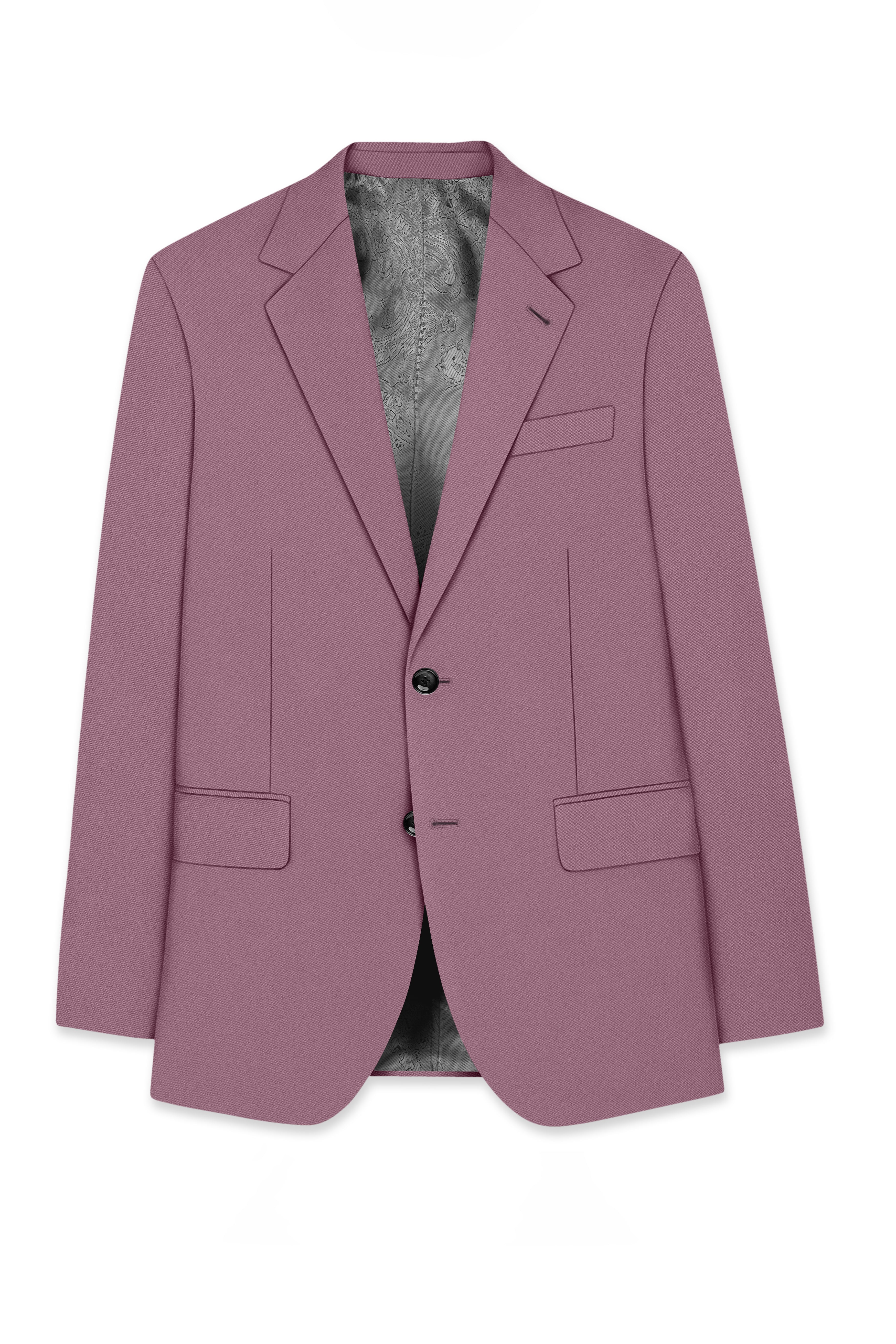 Rouge-Korean Opium Pink 4-Way Stretch Wrinkle-Free Wool Rich Single Breasted Blazer