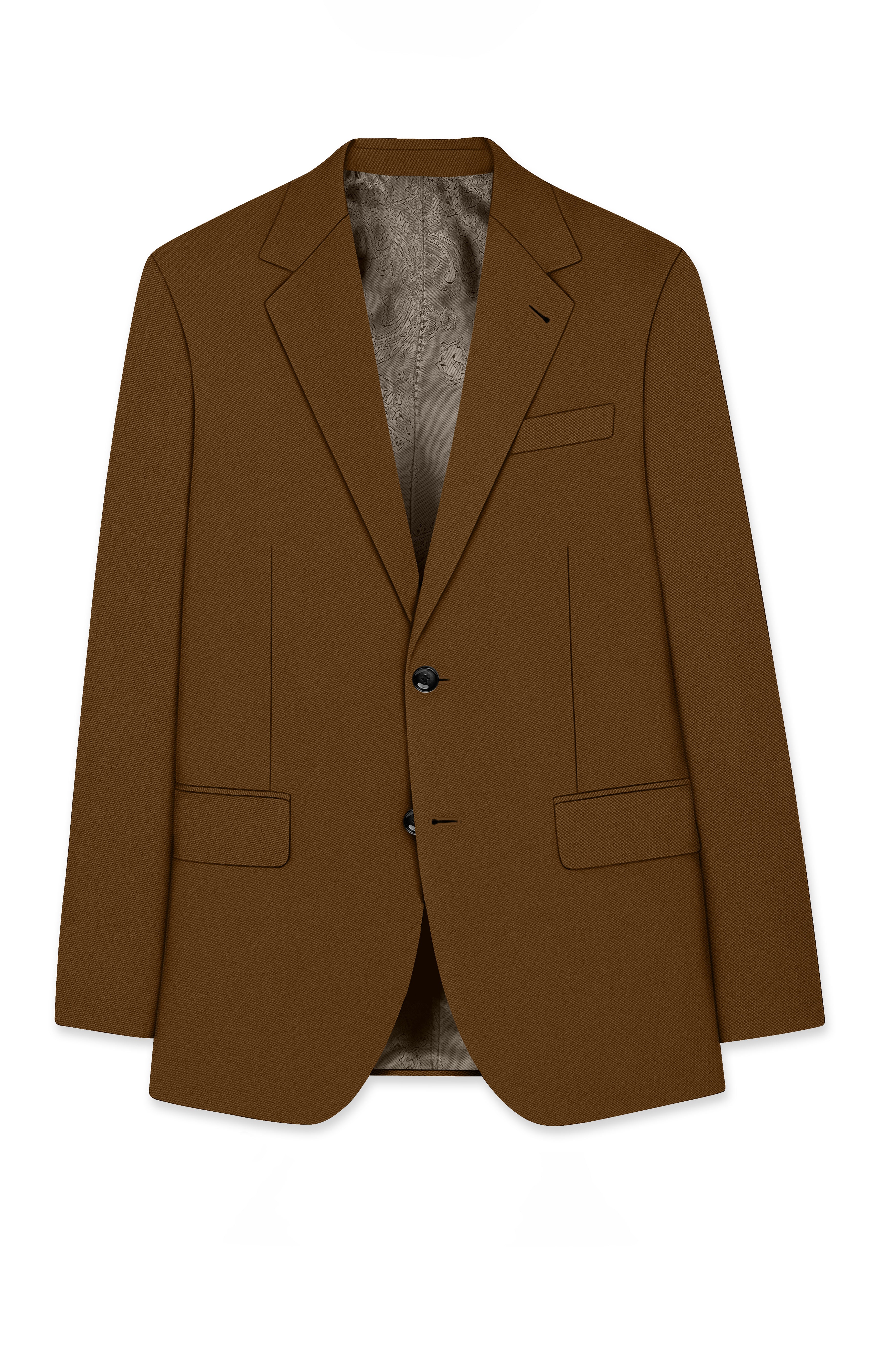 Sienna-Korean Derby Brown 4-Way Stretch Wrinkle-Free Wool Rich Single Breasted Blazer