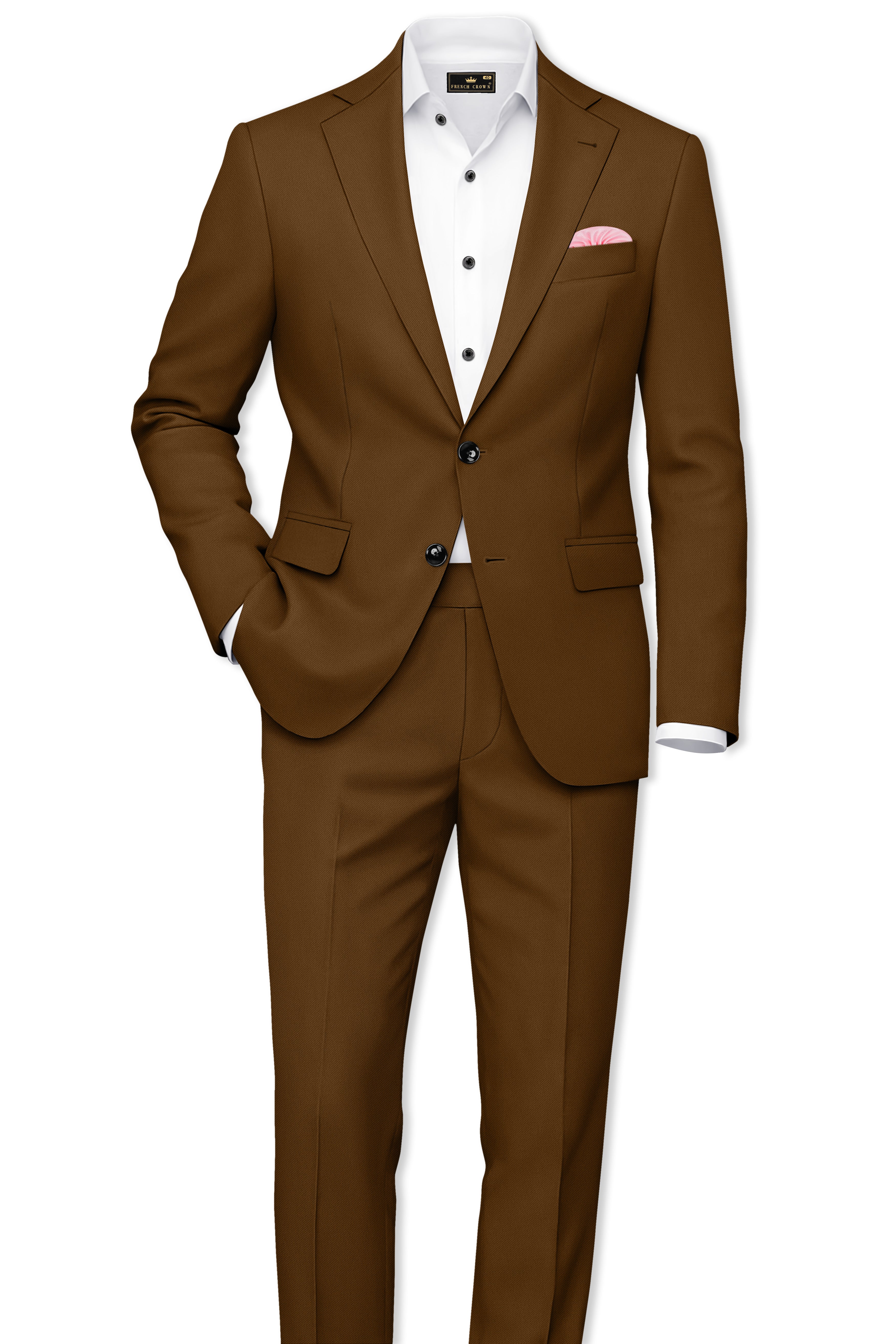 Sienna-Korean Derby Brown 4-Way Stretch Wrinkle-Free Wool Rich Single Breasted Blazer