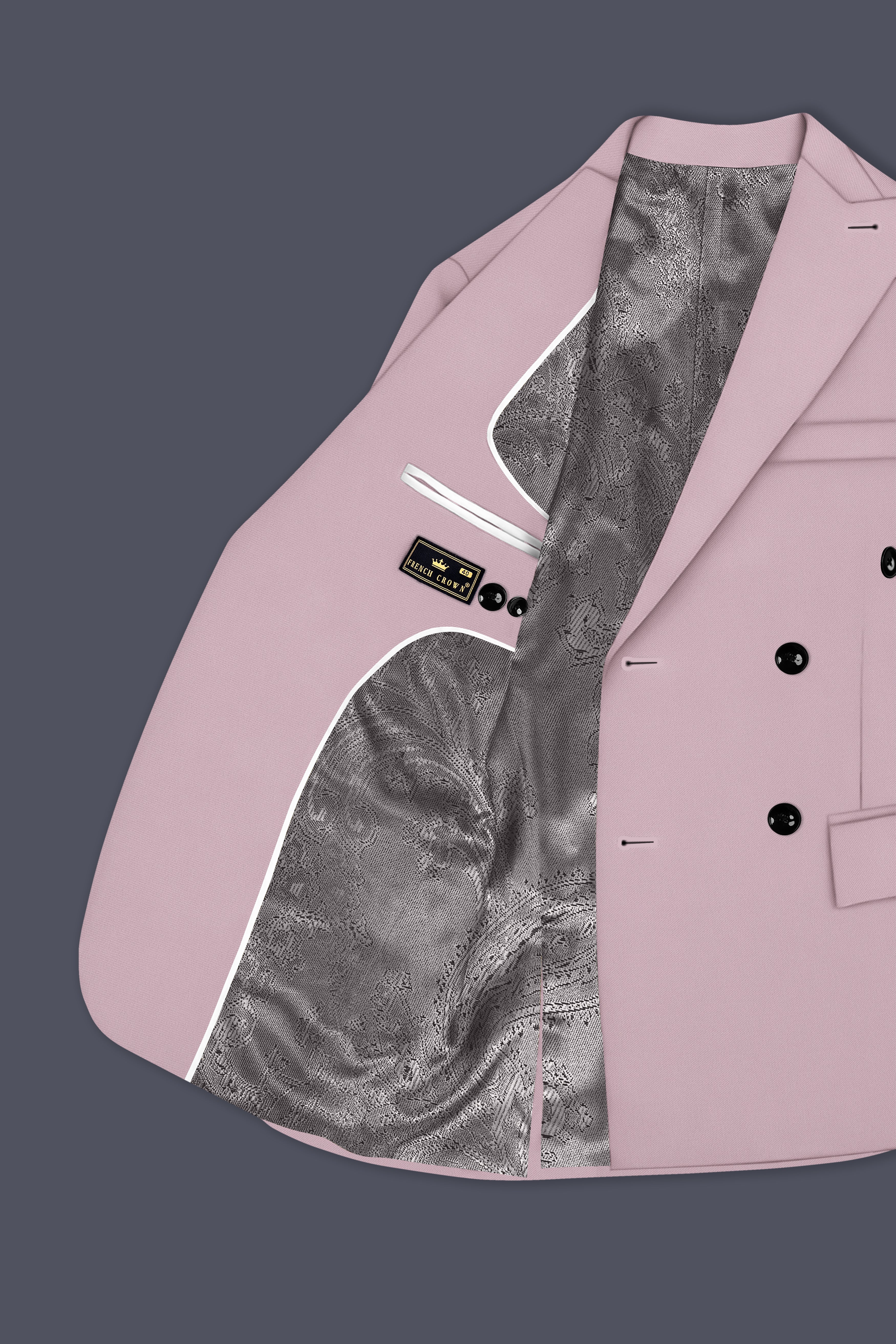 Allure-Korean Blossom Pink 4-Way Stretch Wrinkle-Free Wool Rich Double Breasted Blazer