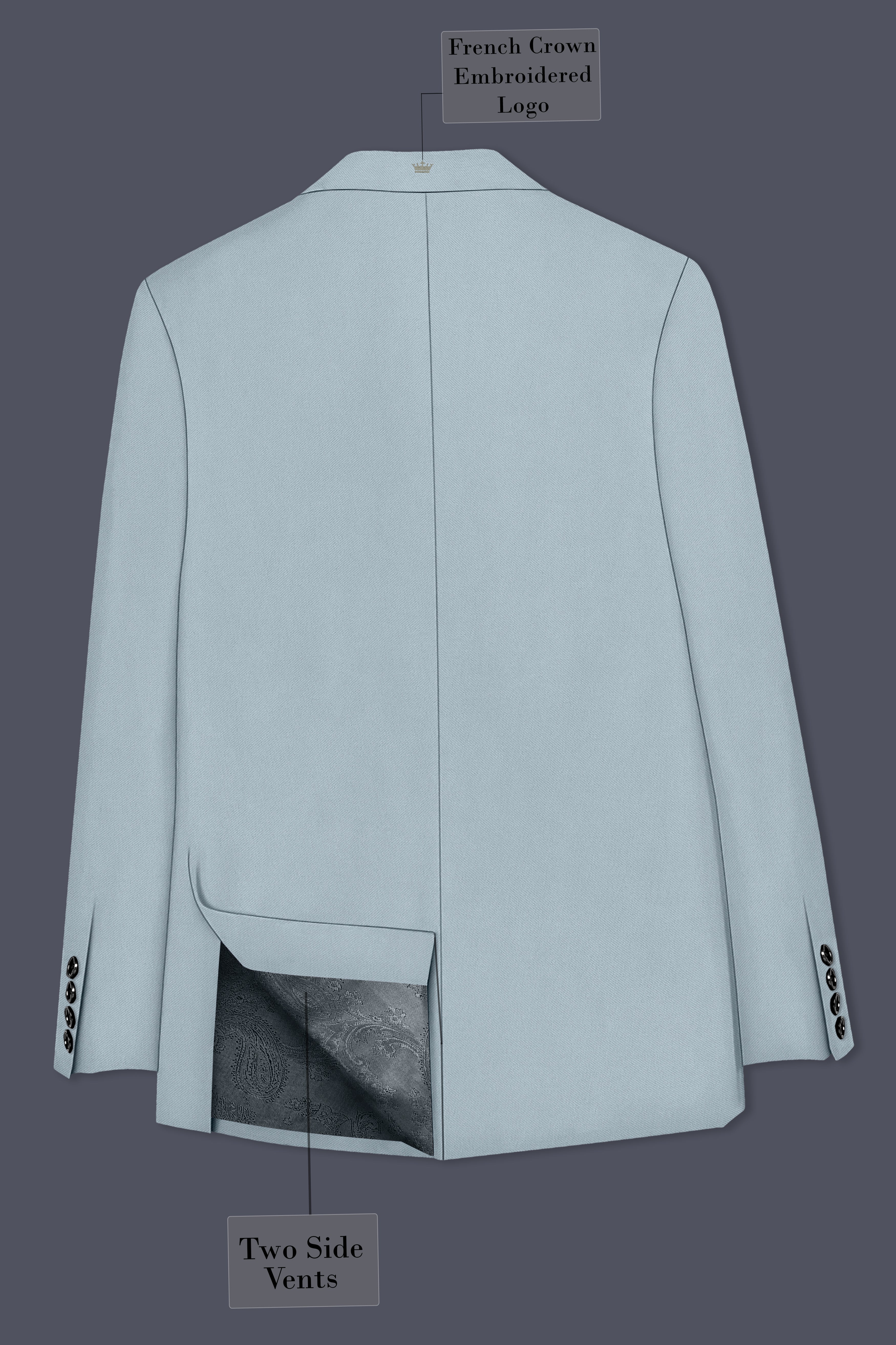 Pewter-Korean Chateau gray 4-Way Stretch Wrinkle-Free Wool Rich Double Breasted Blazer