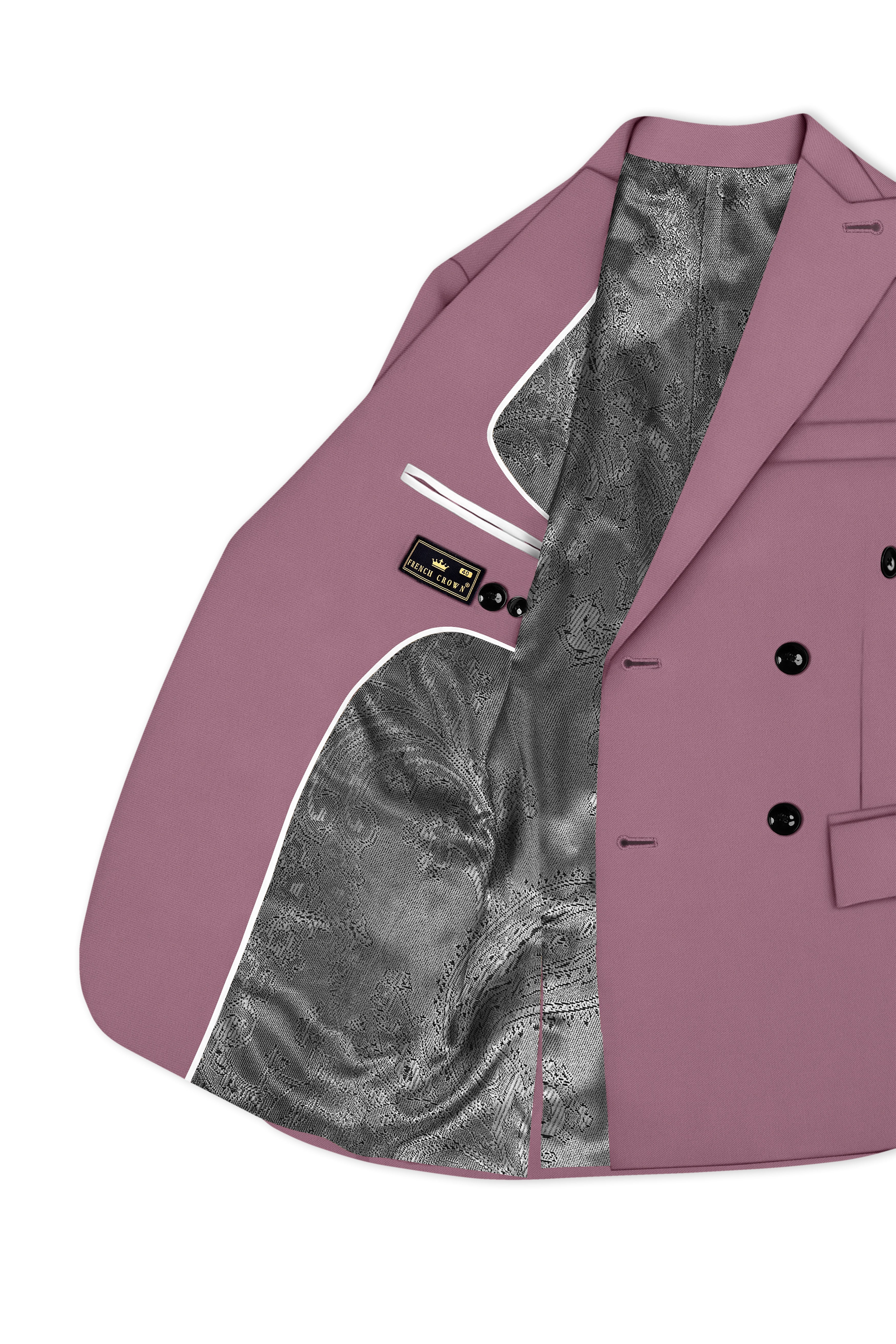 Rouge-Korean Opium Pink 4-Way Stretch Wrinkle-Free Wool Rich Double Breasted Blazer