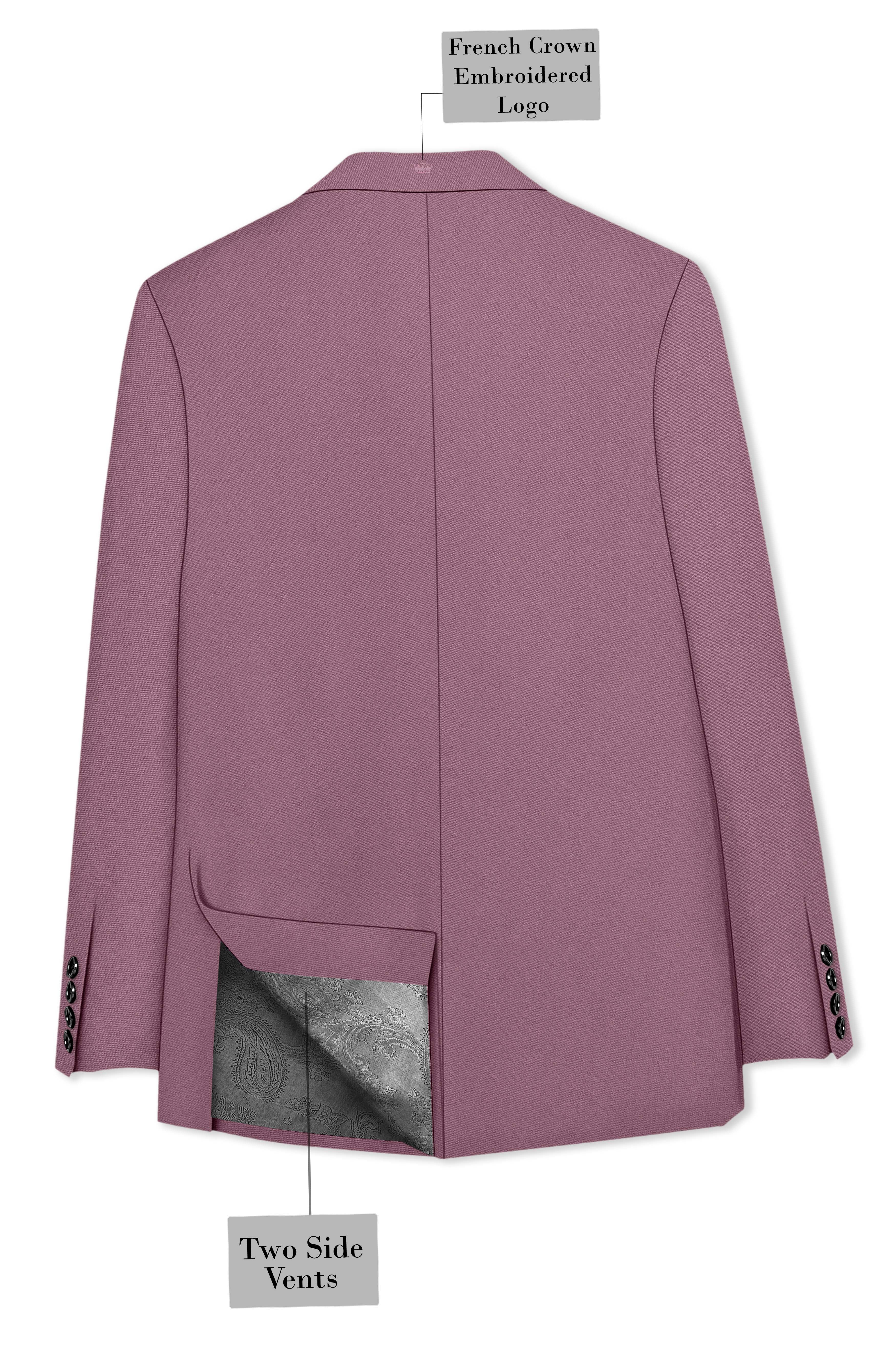 Rouge-Korean Opium Pink 4-Way Stretch Wrinkle-Free Wool Rich Double Breasted Blazer