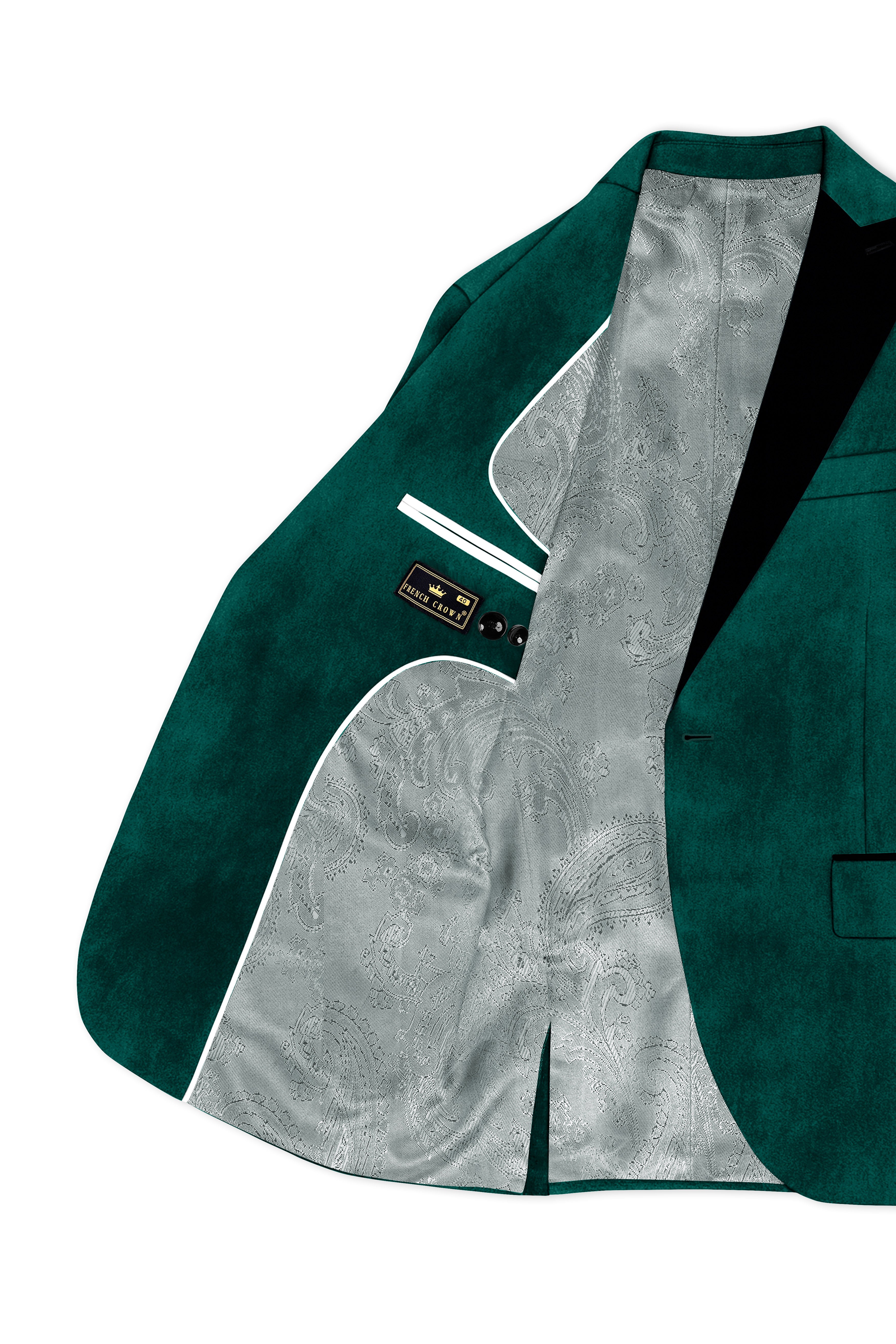 Lagoon-Teal Green Velvet Peak Lapel Tuxedo Blazer