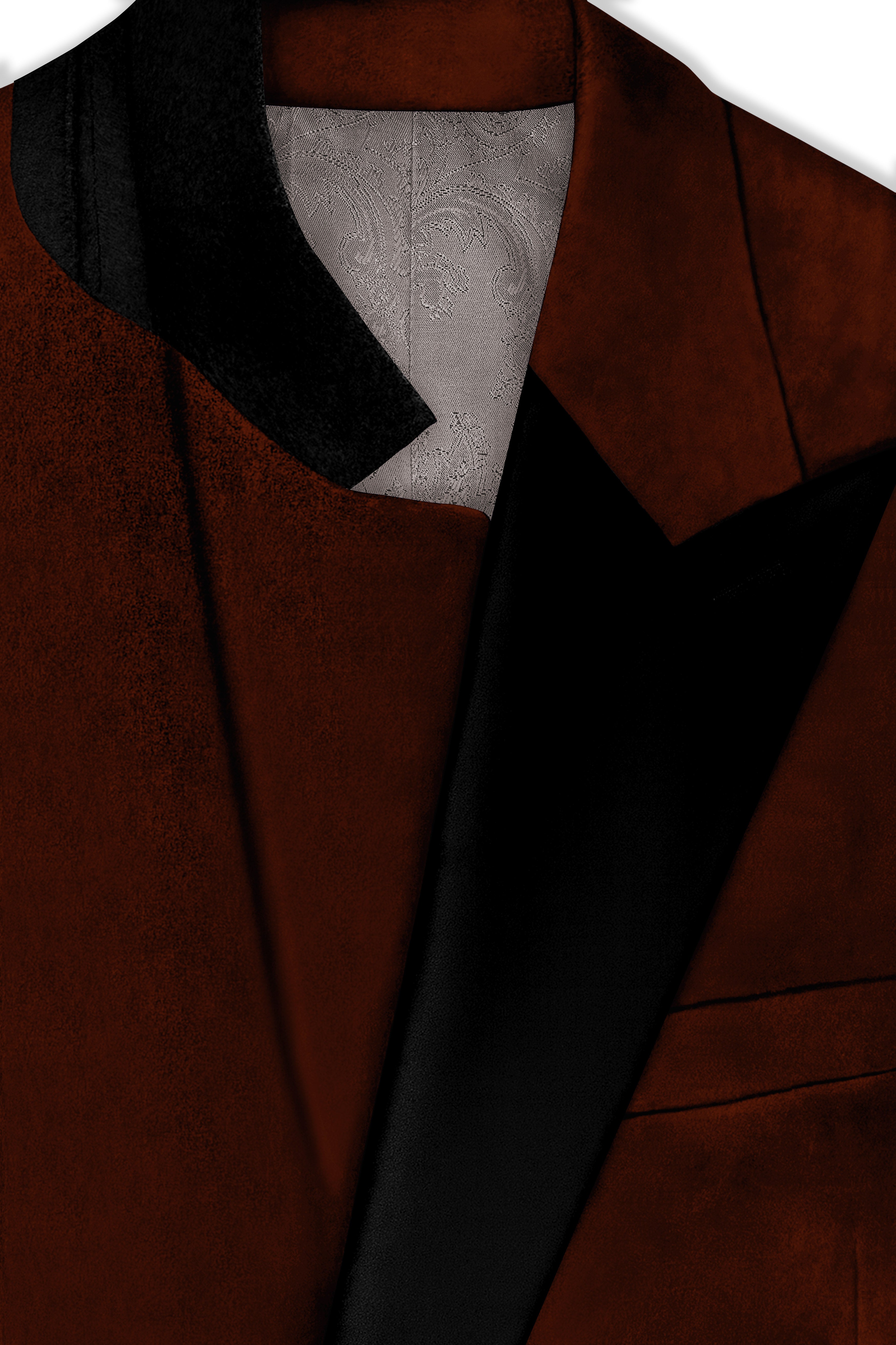 Eldor-Van Cleef Brown Velvet Peak Lapel Tuxedo Blazer