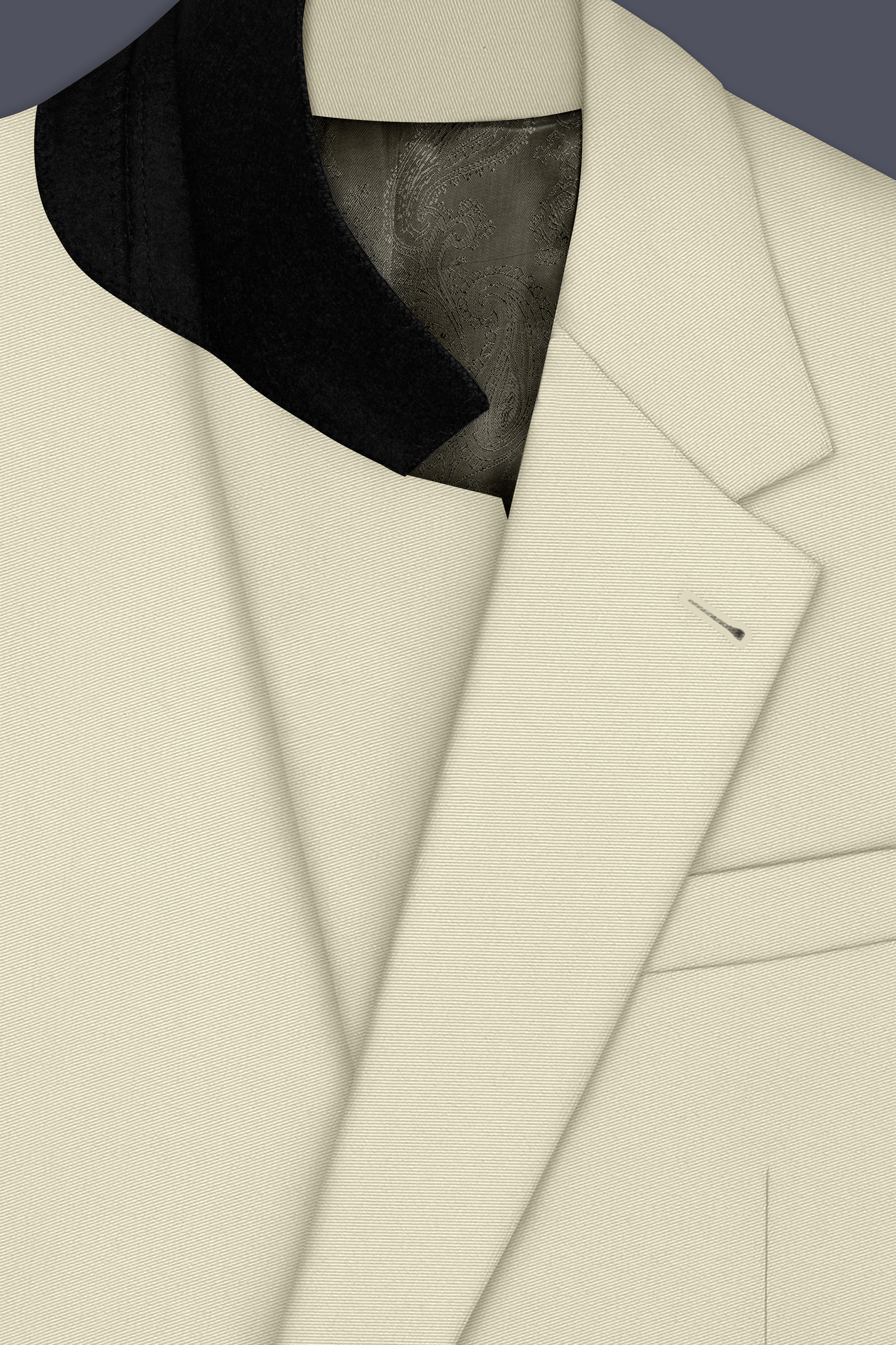 Ivory-Sisal Cream Slight Stretch Subtle Sheen Poly-Viscose Single Breasted Blazer